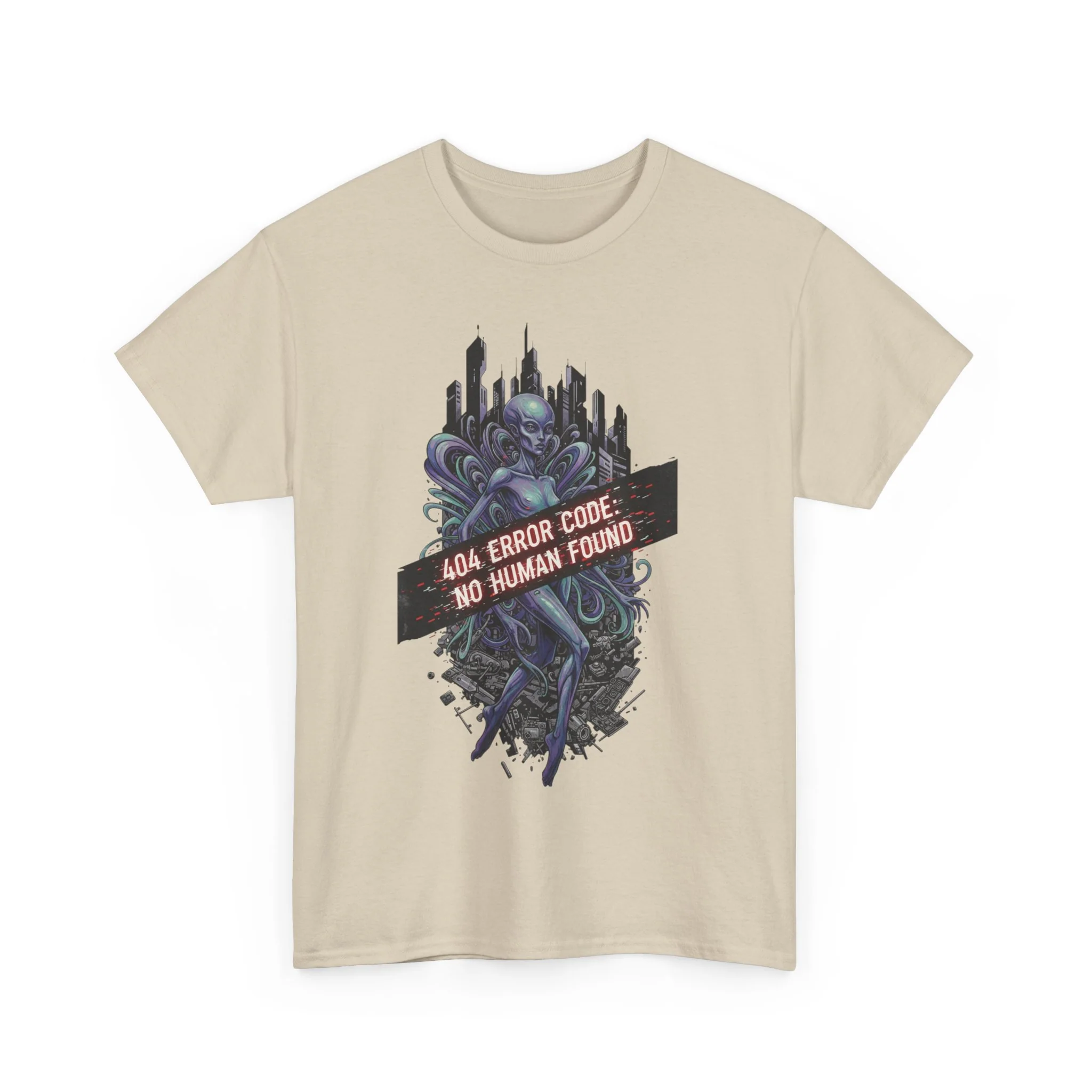 404 Error Code No Human Found Unisex Heavy Cotton Tee - Image 11
