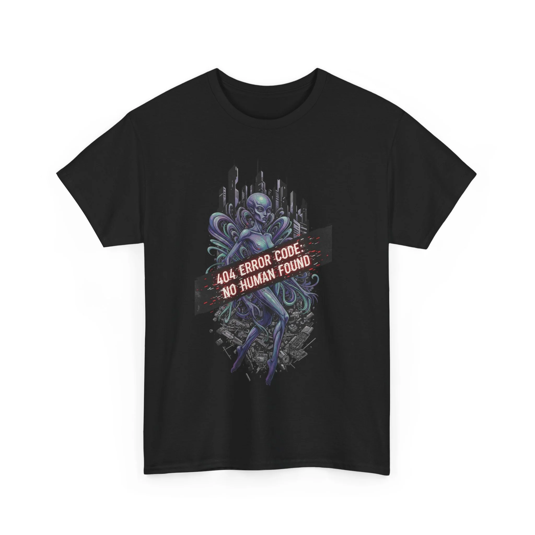 404 Error Code No Human Found Unisex Heavy Cotton Tee - Image 2