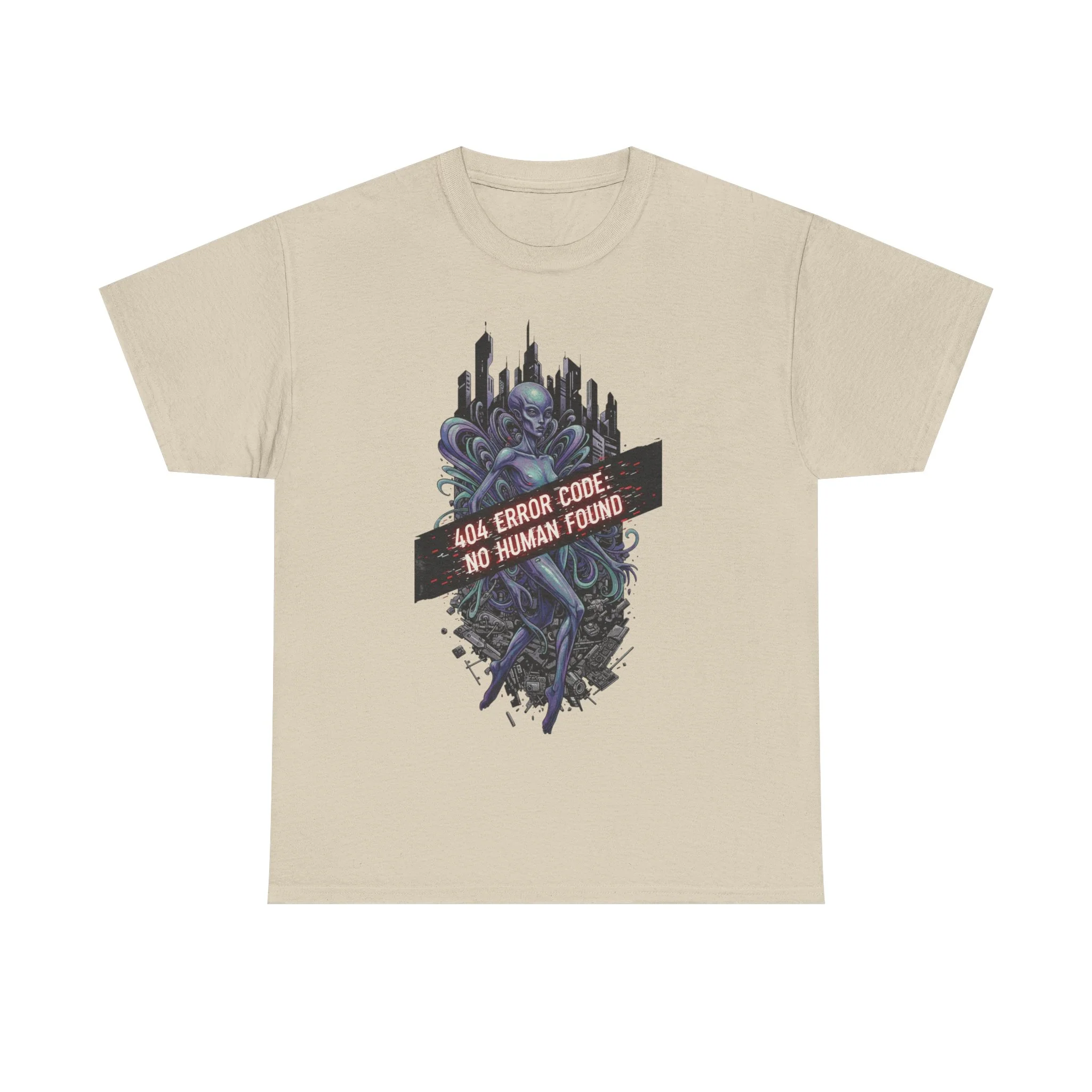 404 Error Code No Human Found Unisex Heavy Cotton Tee - Image 3