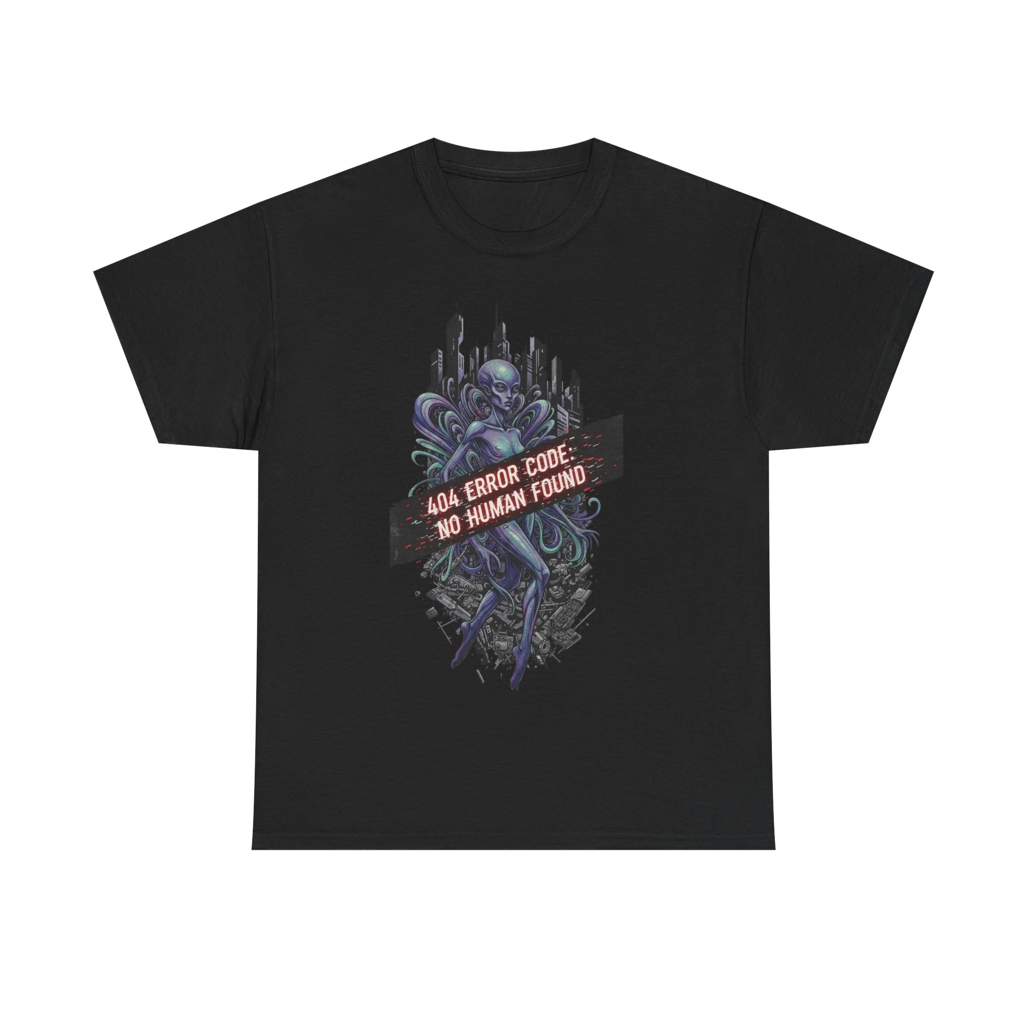404 Error Code No Human Found Unisex Heavy Cotton Tee - Image 4