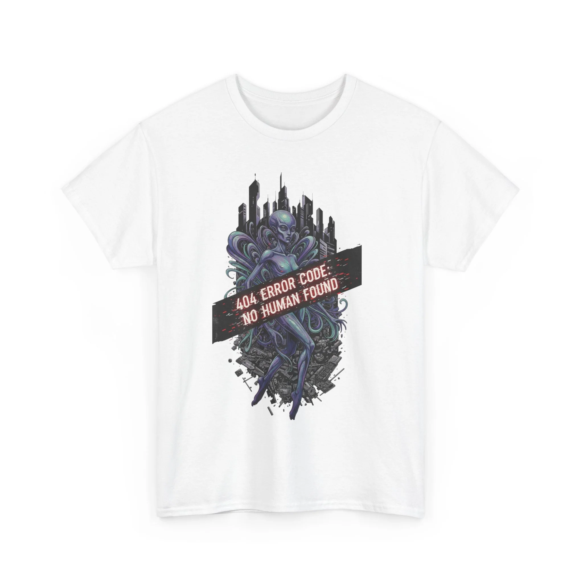 404 Error Code No Human Found Unisex Heavy Cotton Tee - Image 8