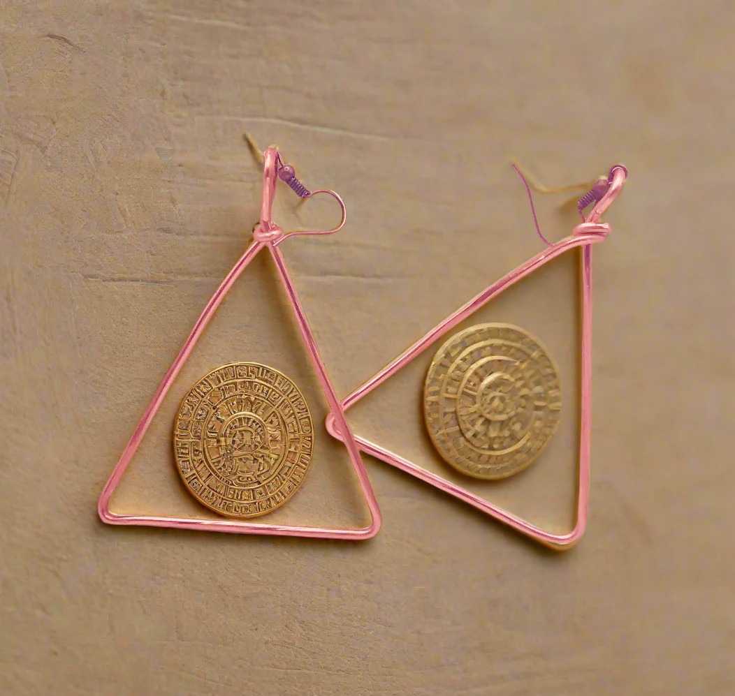 Pure Copper Triangle Earrings - Image 3