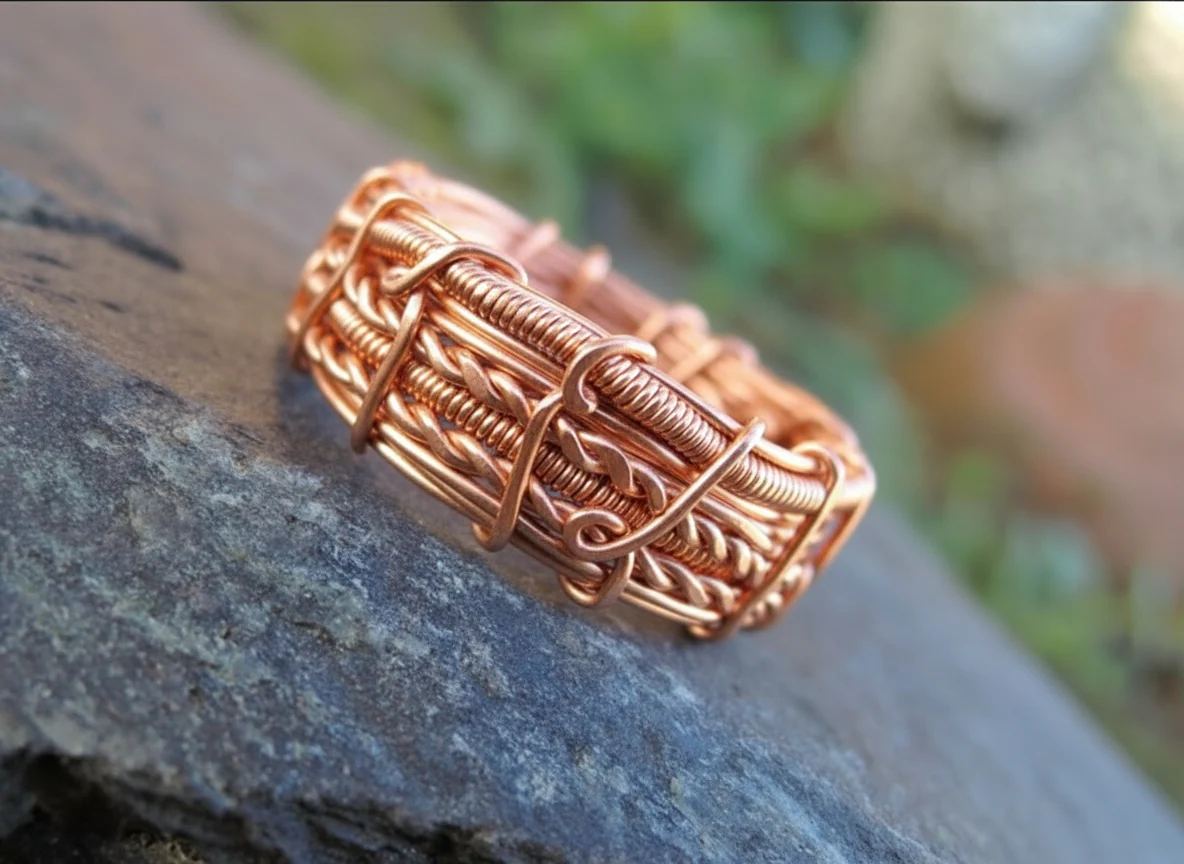 Pure Custom Copper Wire Wrapped Ring Band