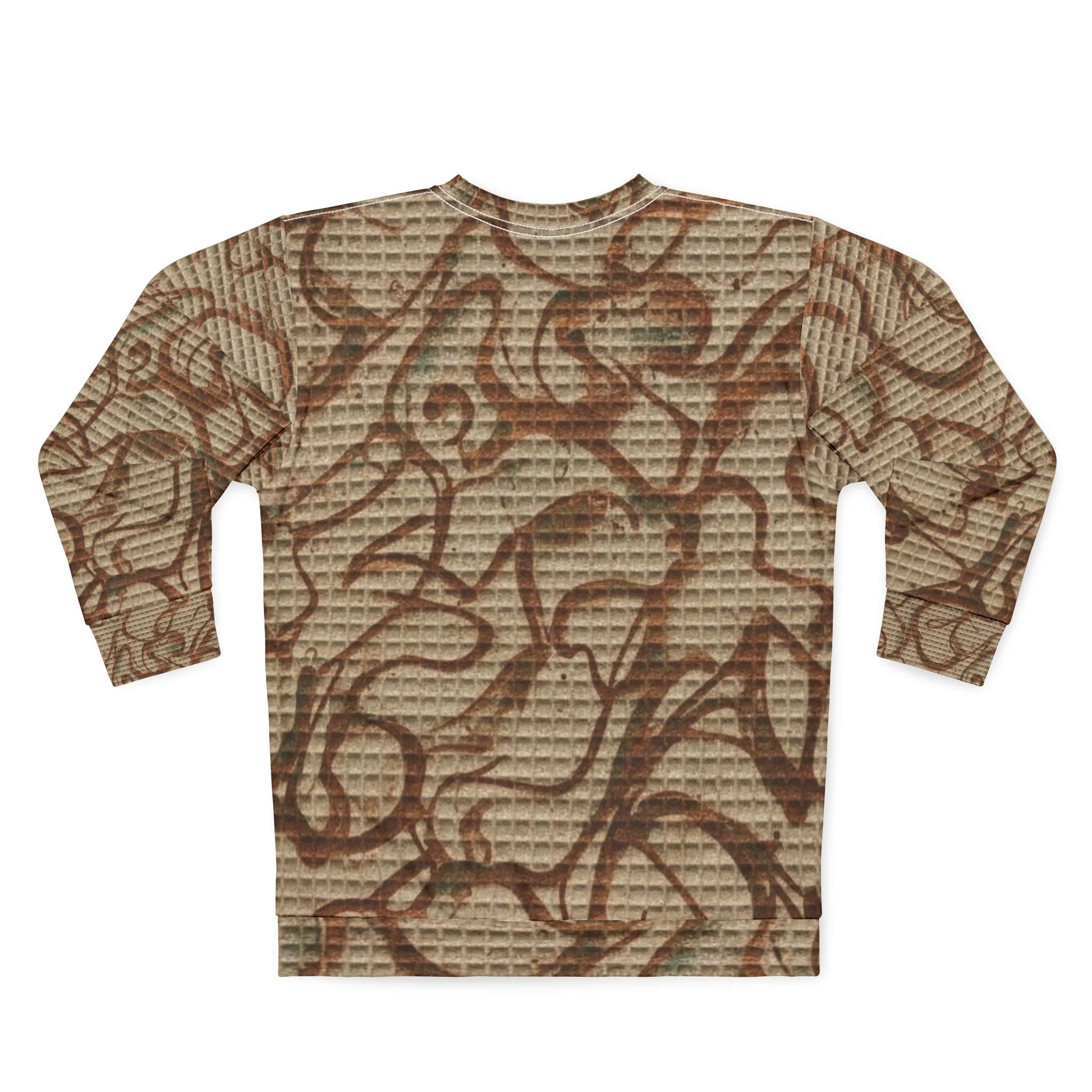 Abstract Brown Scribble Art Sweatshirt – All-Over Printed Casual Pullover - Image 2
