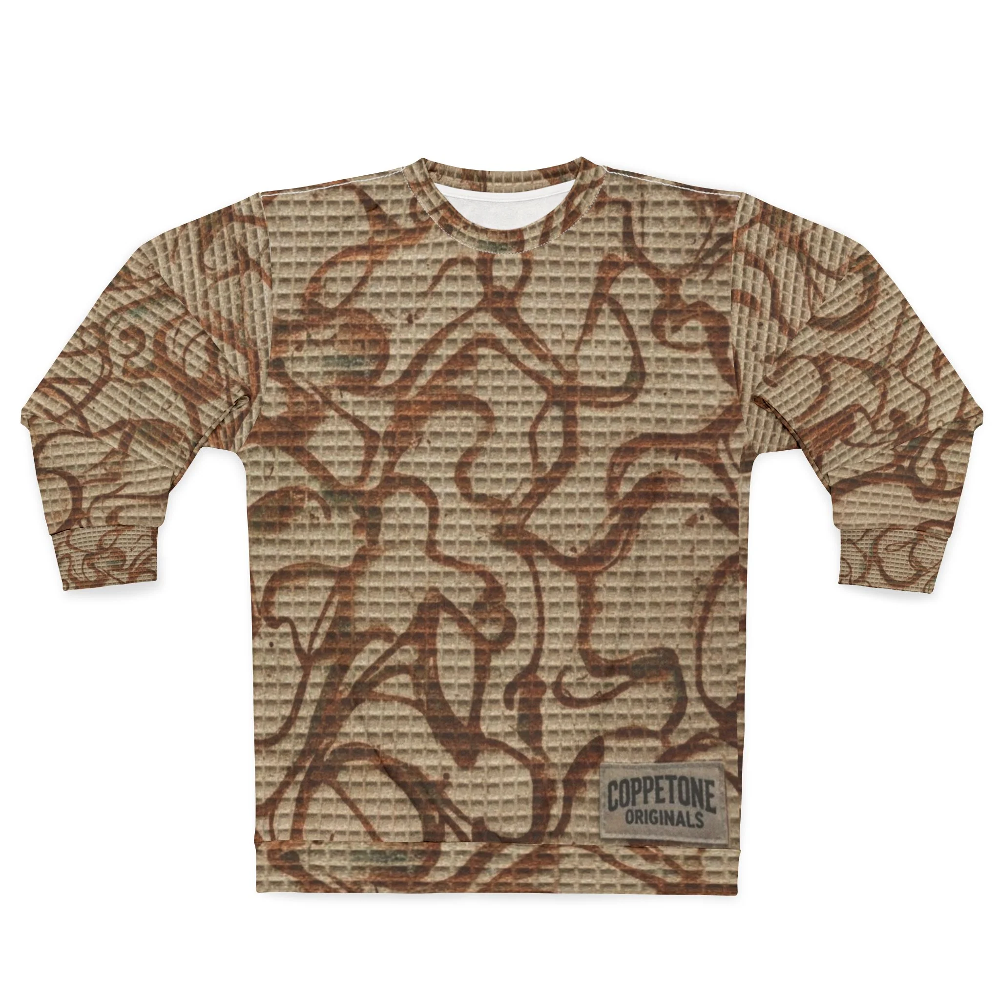Abstract Brown Scribble Art Sweatshirt – All-Over Printed Casual Pullover - Image 3