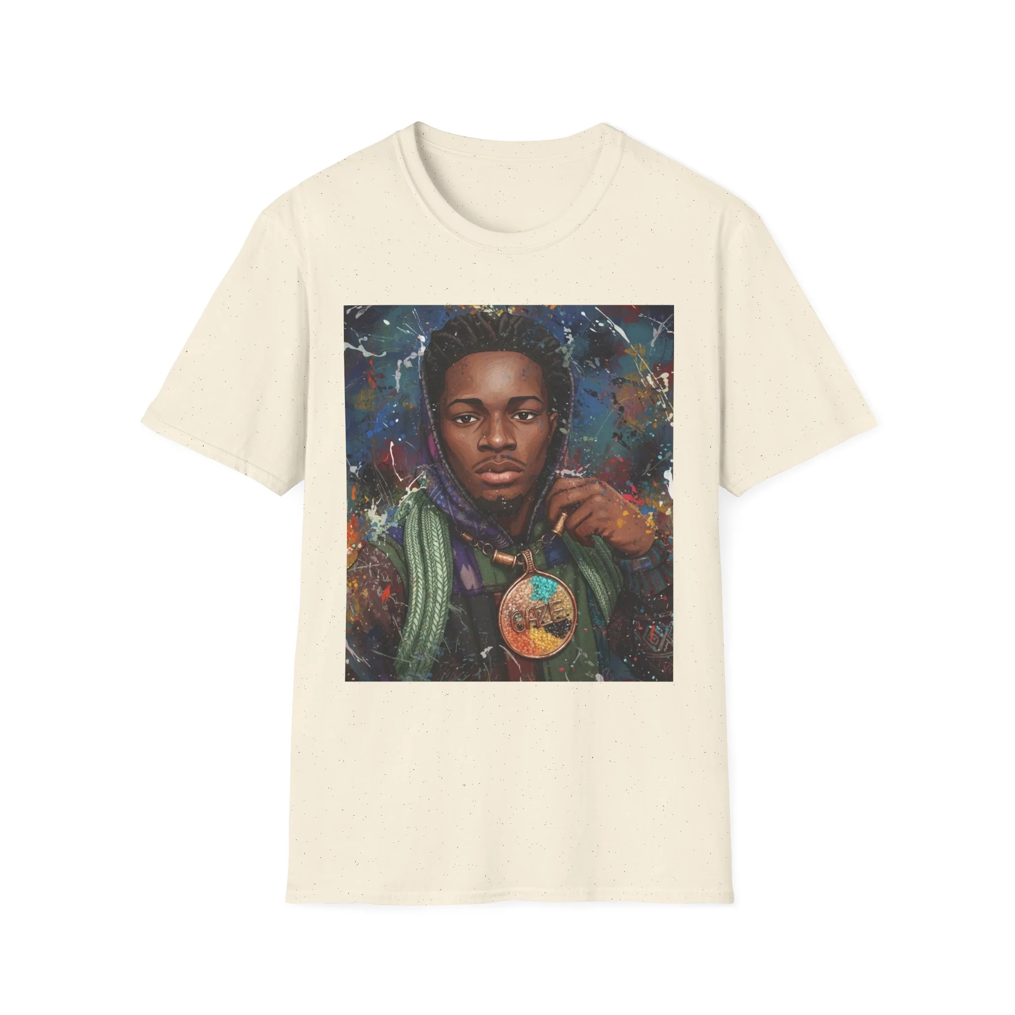 Arcaze Portrait T‑Shirt — Cosmic Musician Artwork