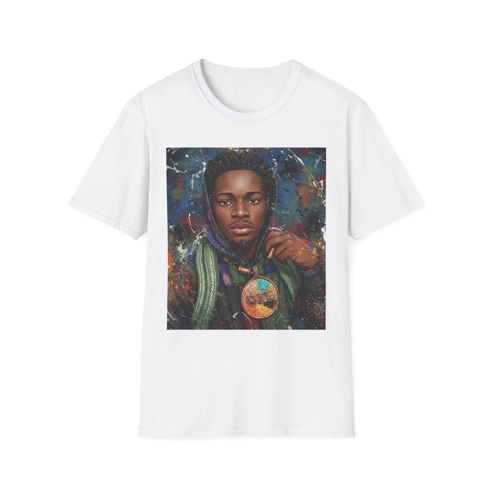 Arcaze Portrait T‑Shirt — Cosmic Musician Artwork - Image 2