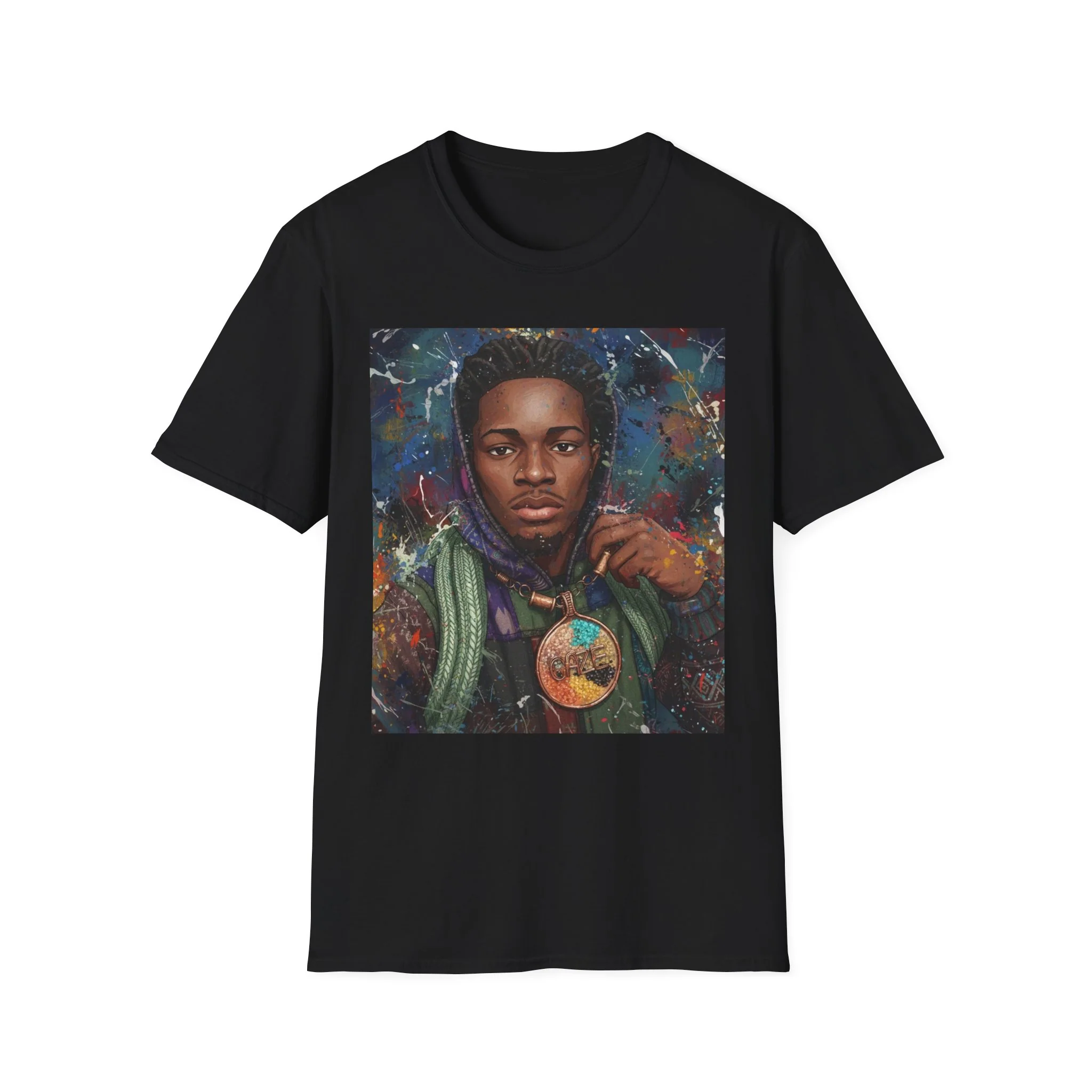 Arcaze Portrait T‑Shirt — Cosmic Musician Artwork - Image 3
