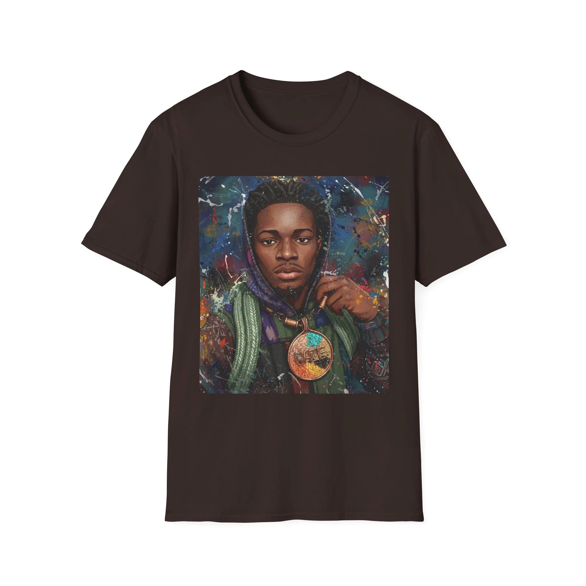 Arcaze Portrait T‑Shirt — Cosmic Musician Artwork - Image 4