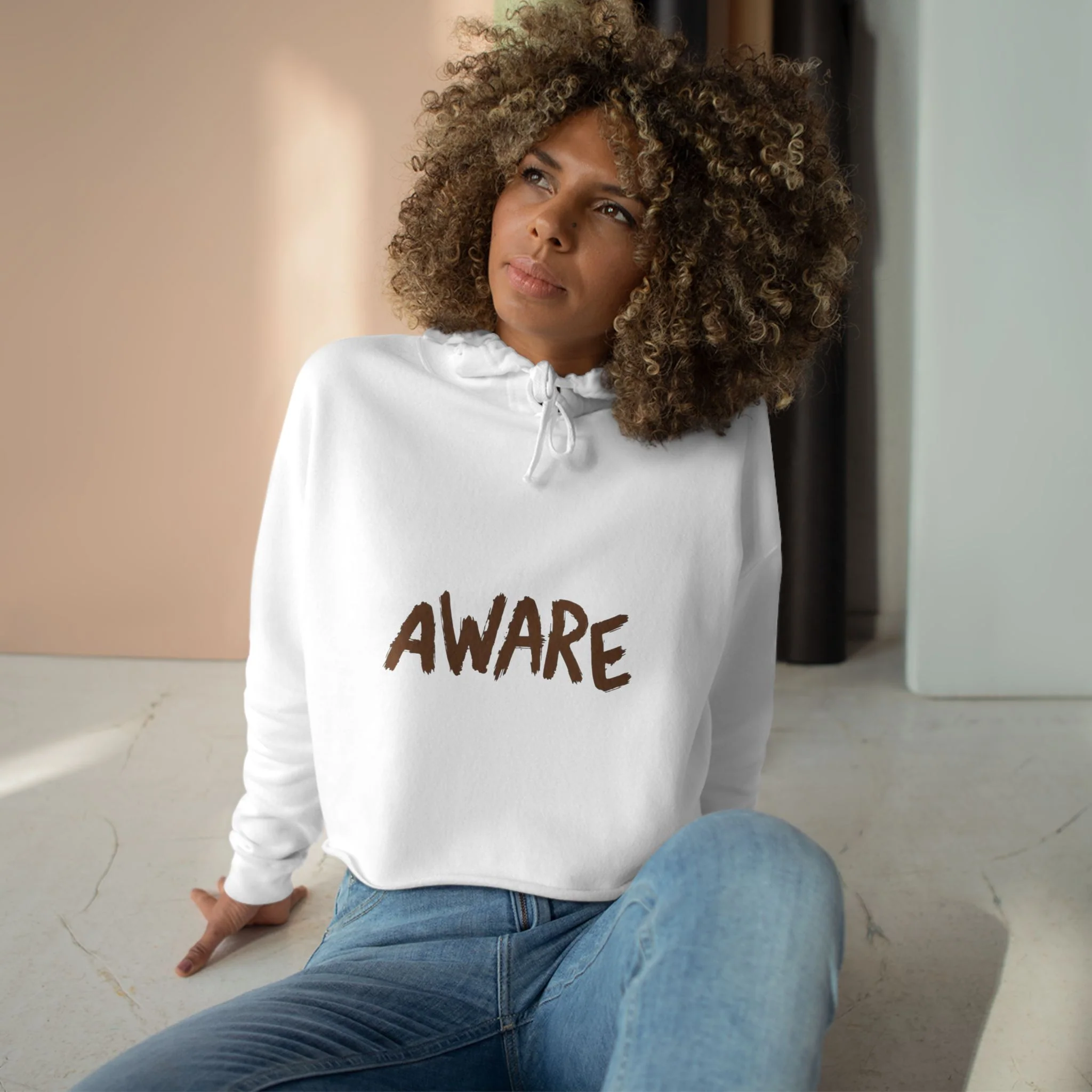 Awareness Crop Hoodie for Social Activists, Trendy Streetwear for Women, Unique Gift for Advocates, Comfortable Casual Wear
