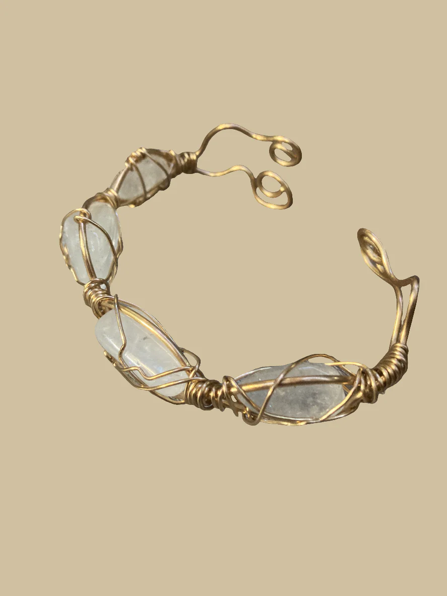 Brass And Clear Quartz Custom Bracelet - Image 3