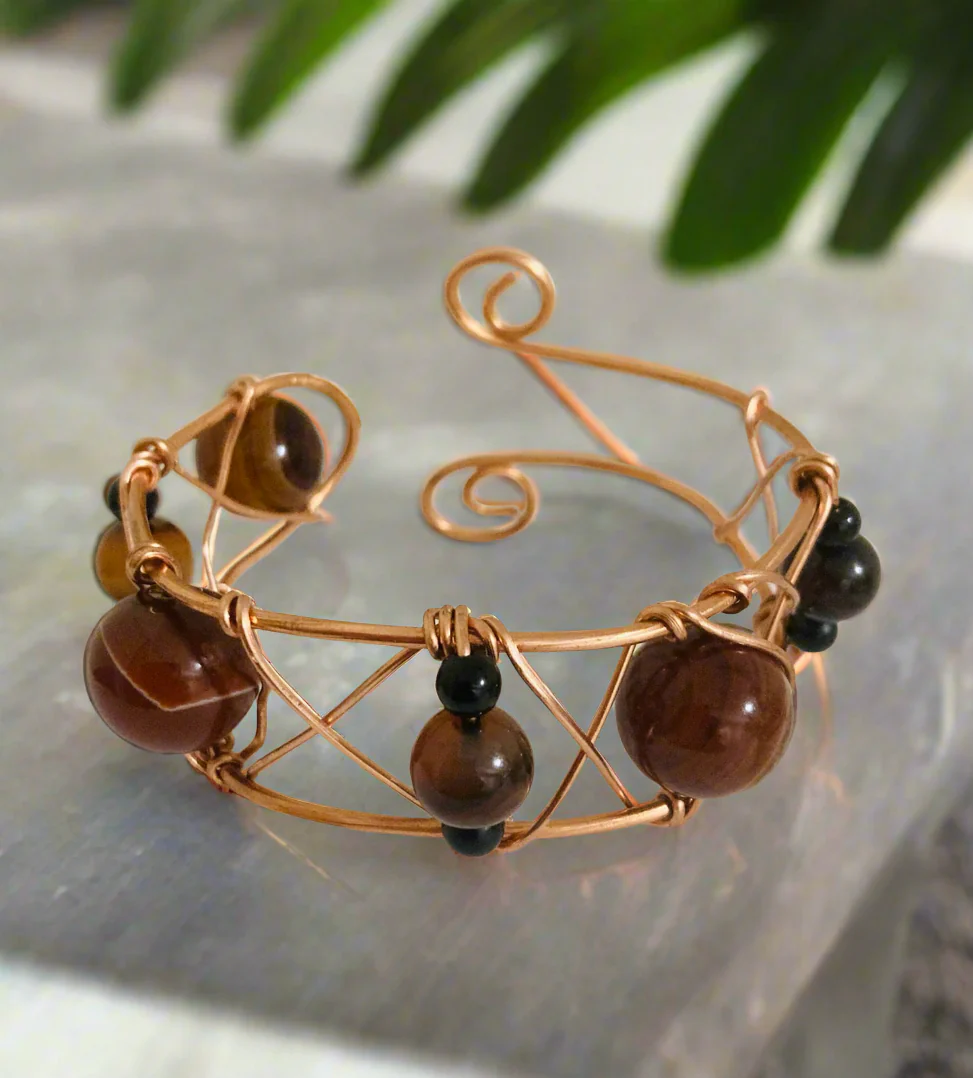Pure Copper Chunky Crystal wrapped bracelet - Image 3