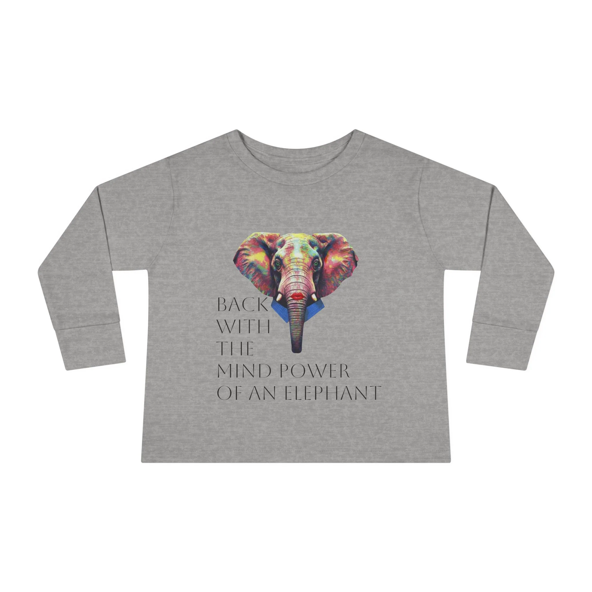Colorful Elephant Toddler Long Sleeve Tee — Vibrant Safari Animal Shirt for Kids - Image 2