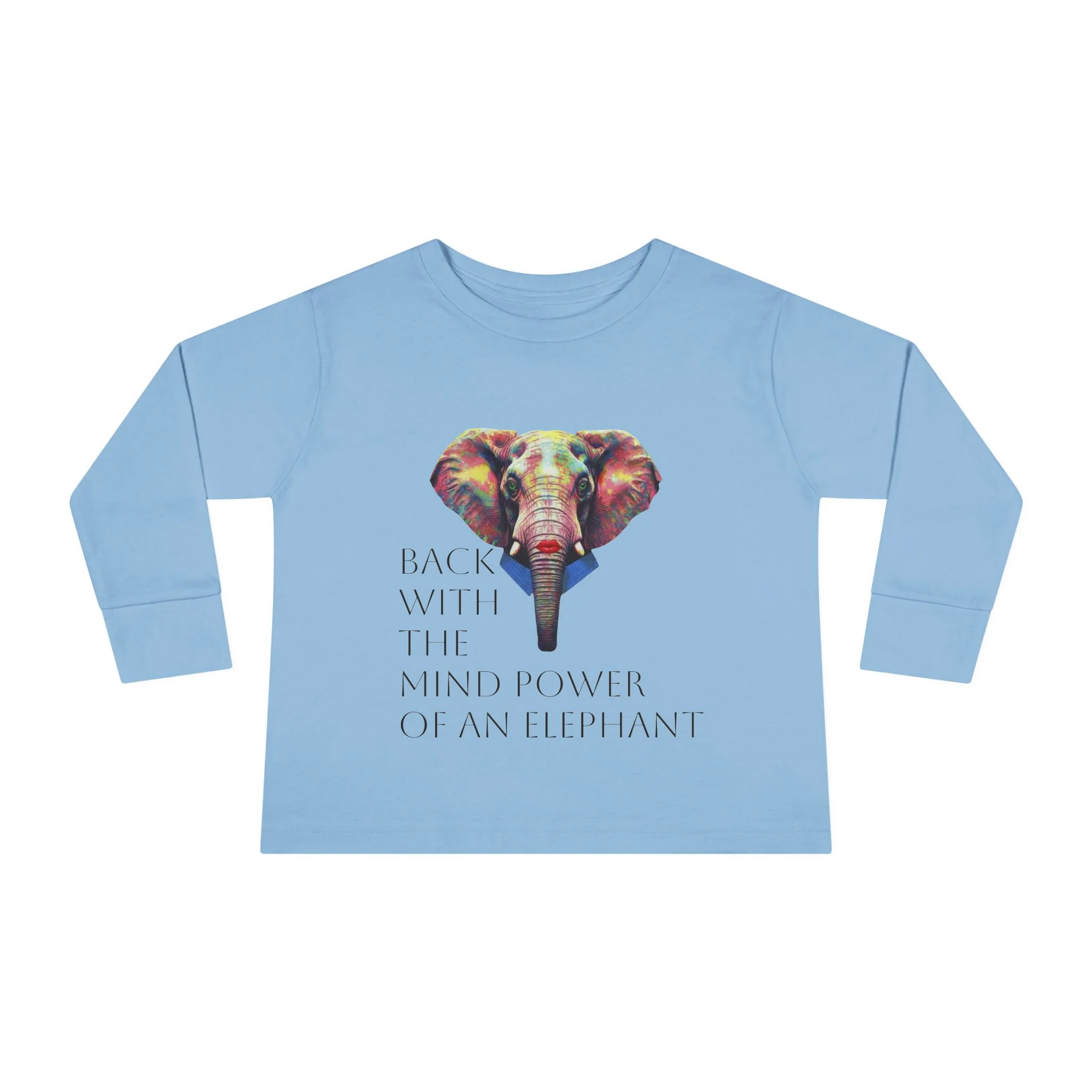 Colorful Elephant Toddler Long Sleeve Tee — Vibrant Safari Animal Shirt for Kids - Image 3