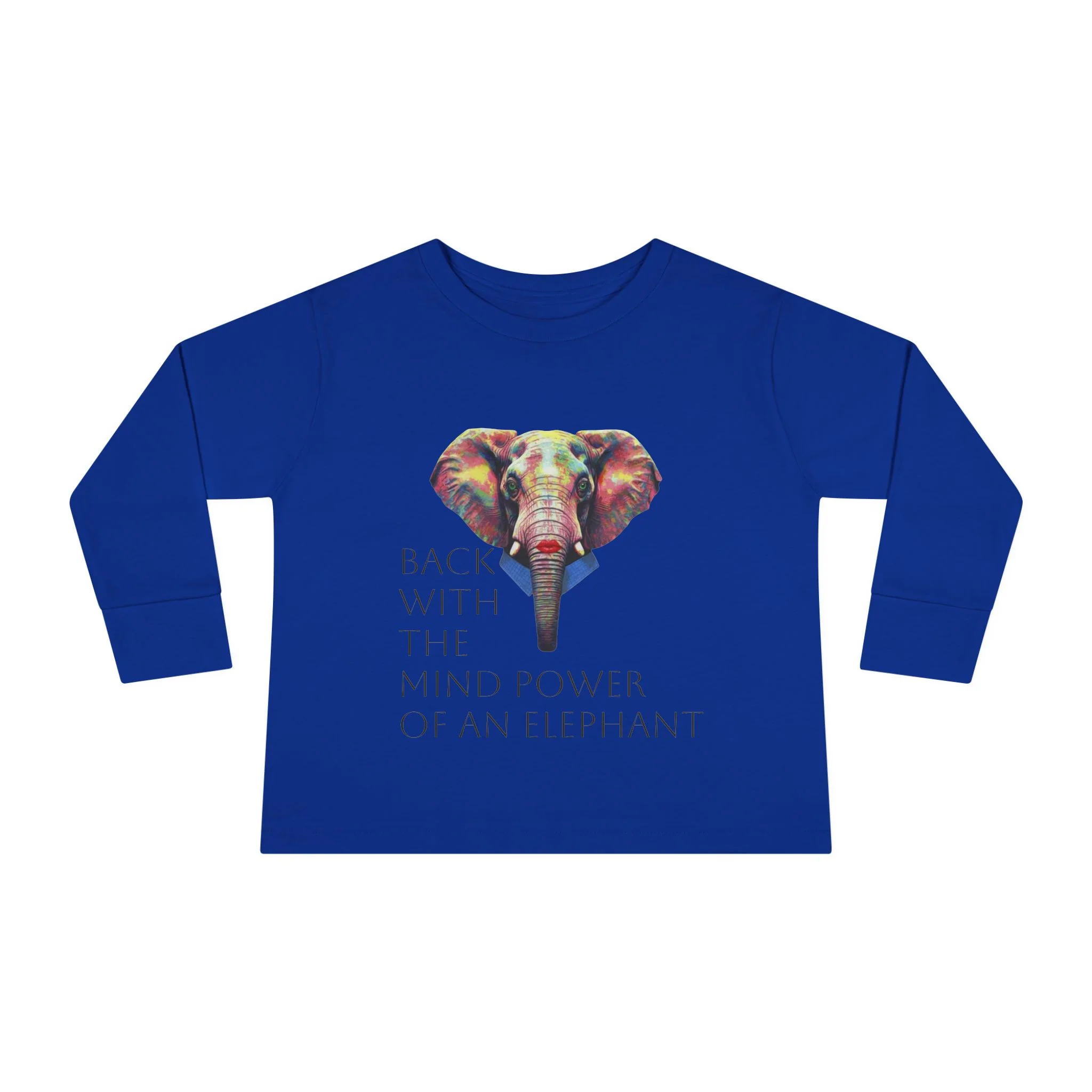 Colorful Elephant Toddler Long Sleeve Tee — Vibrant Safari Animal Shirt for Kids - Image 4
