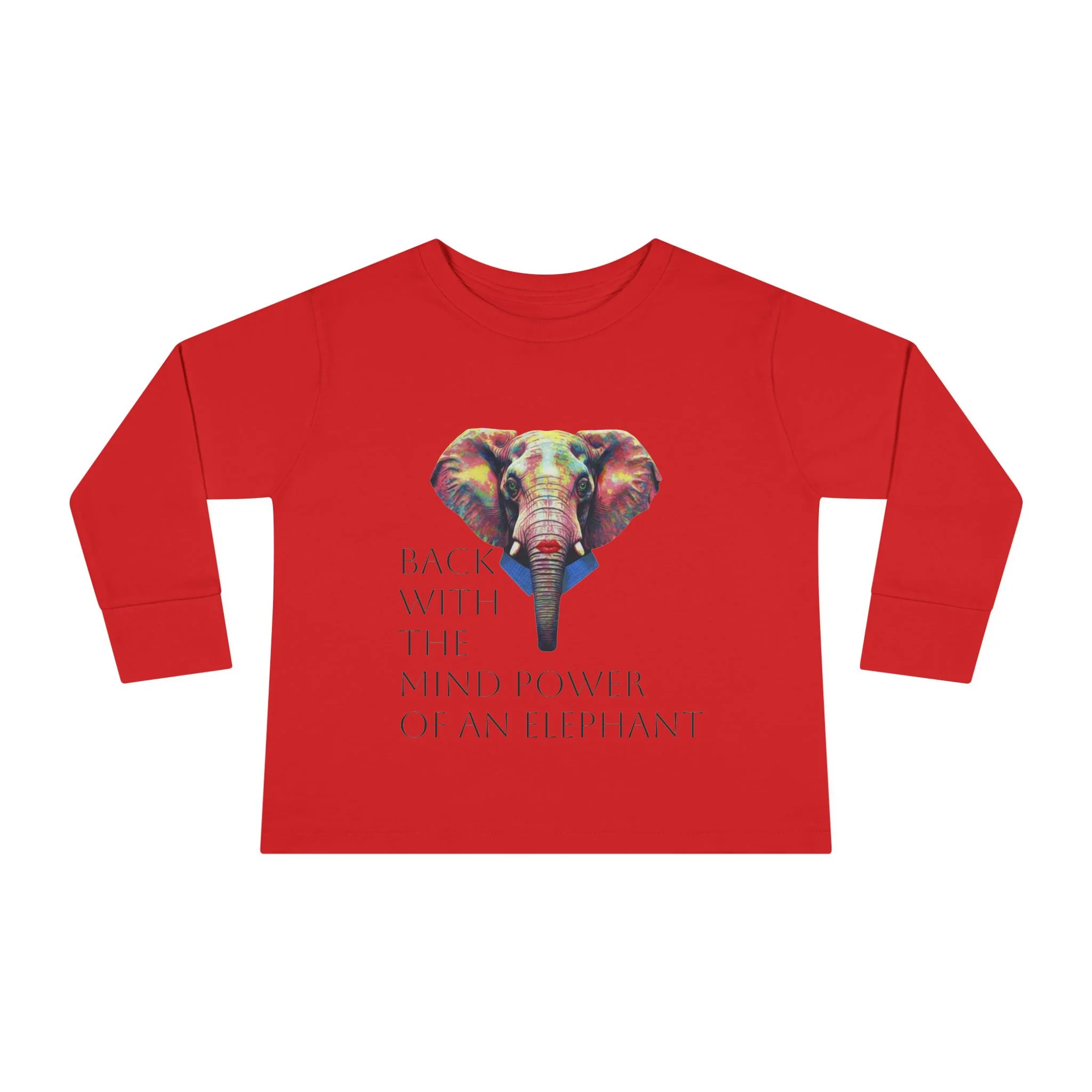 Colorful Elephant Toddler Long Sleeve Tee — Vibrant Safari Animal Shirt for Kids - Image 8