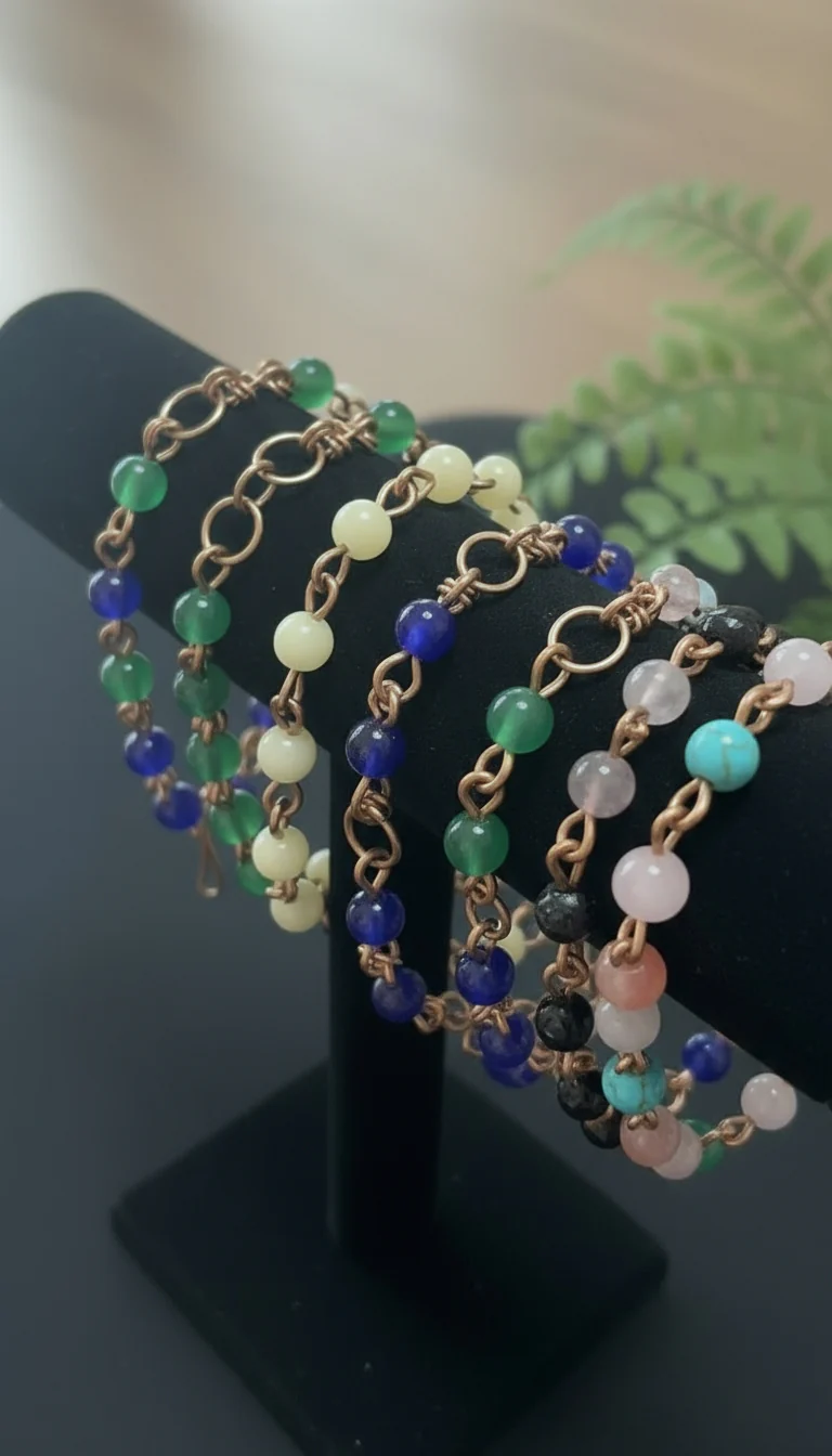 Copper 8mm or 12mm crystal bracelet