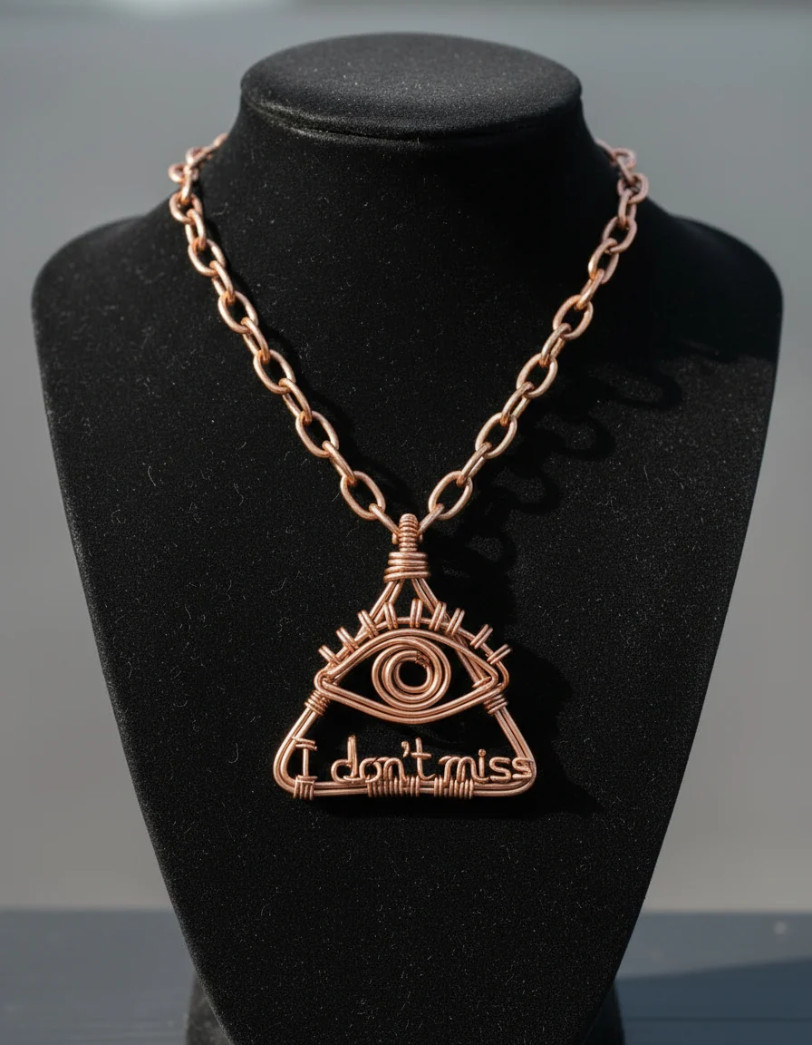 Copper wire wrapped eye of knowledge necklace - Image 2