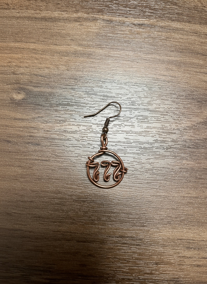 Copper Wrapped Number Hoop Earring - Image 2