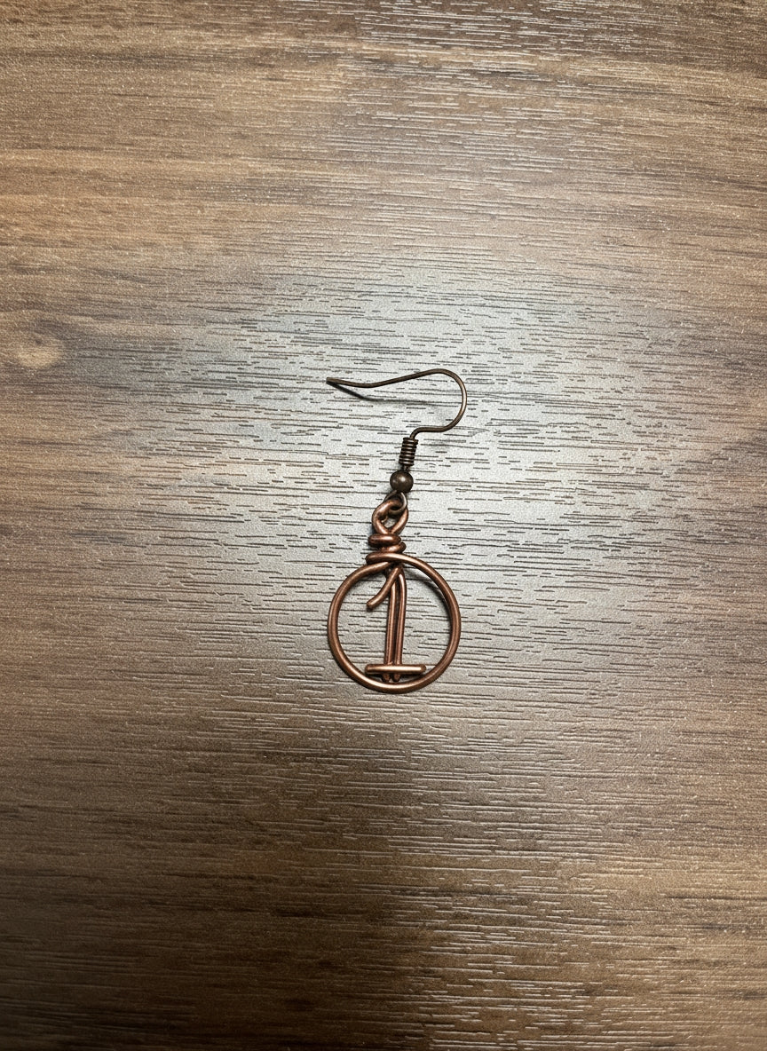 Copper Wrapped Number Hoop Earring - Image 7