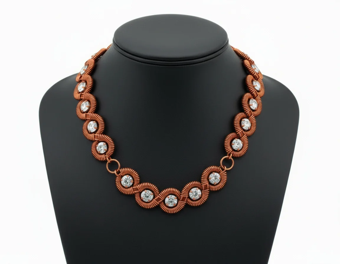 Copper Wire Wrapped Moissanite Tennis chain Design #3