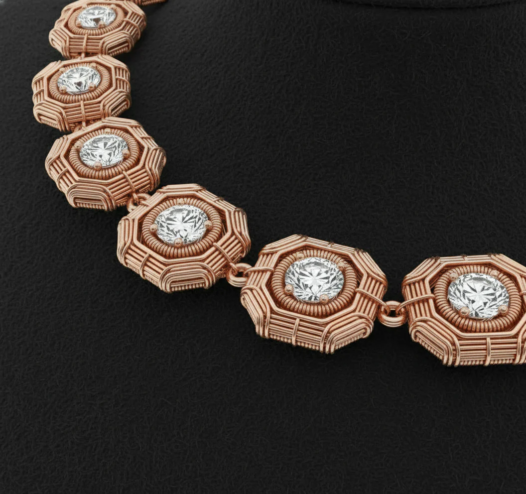 Copper Wire Wrapped Moissanite Tennis Chain Necklace - Image 3