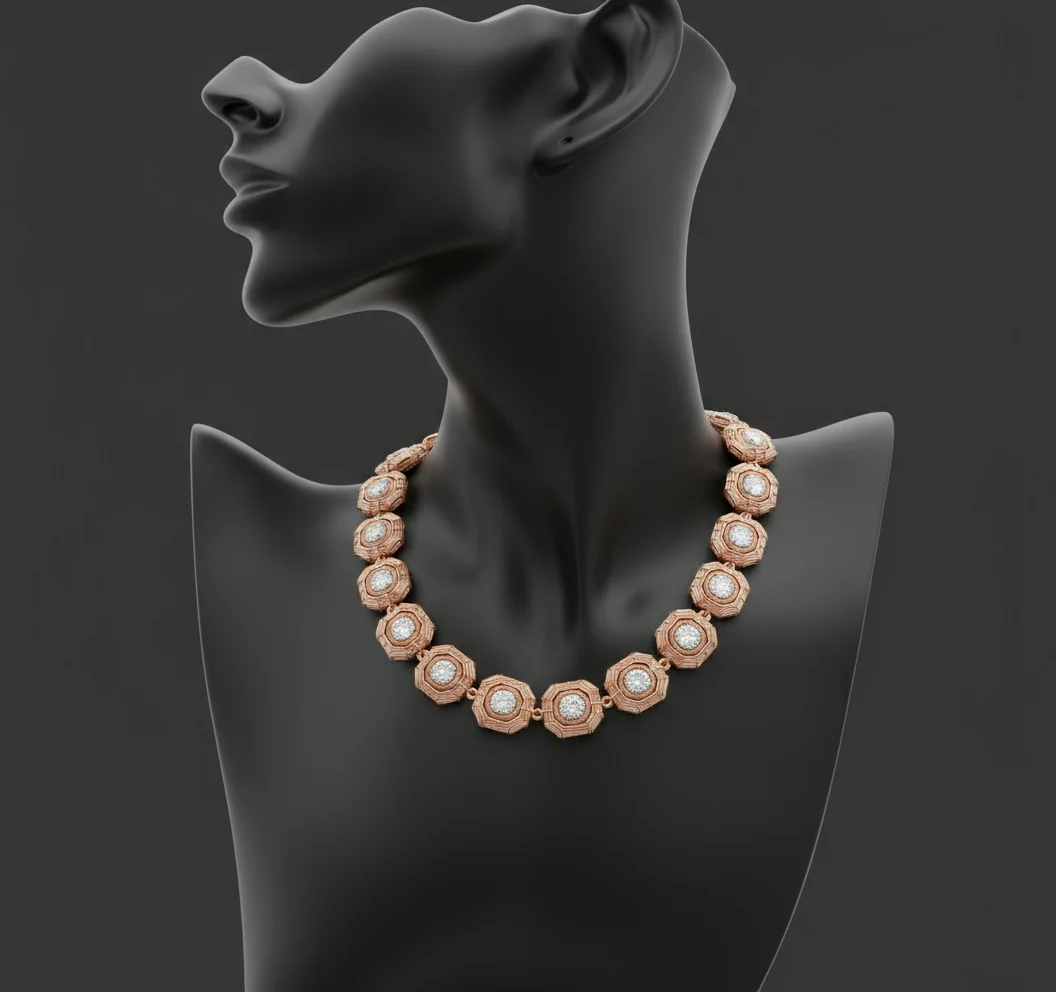 Copper Wire Wrapped Moissanite Tennis Chain Necklace - Image 4
