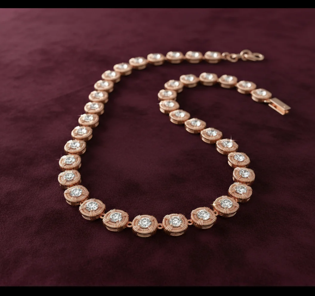 Pure Copper Wire Wrapped Moissanite Tennis Chain Design #2