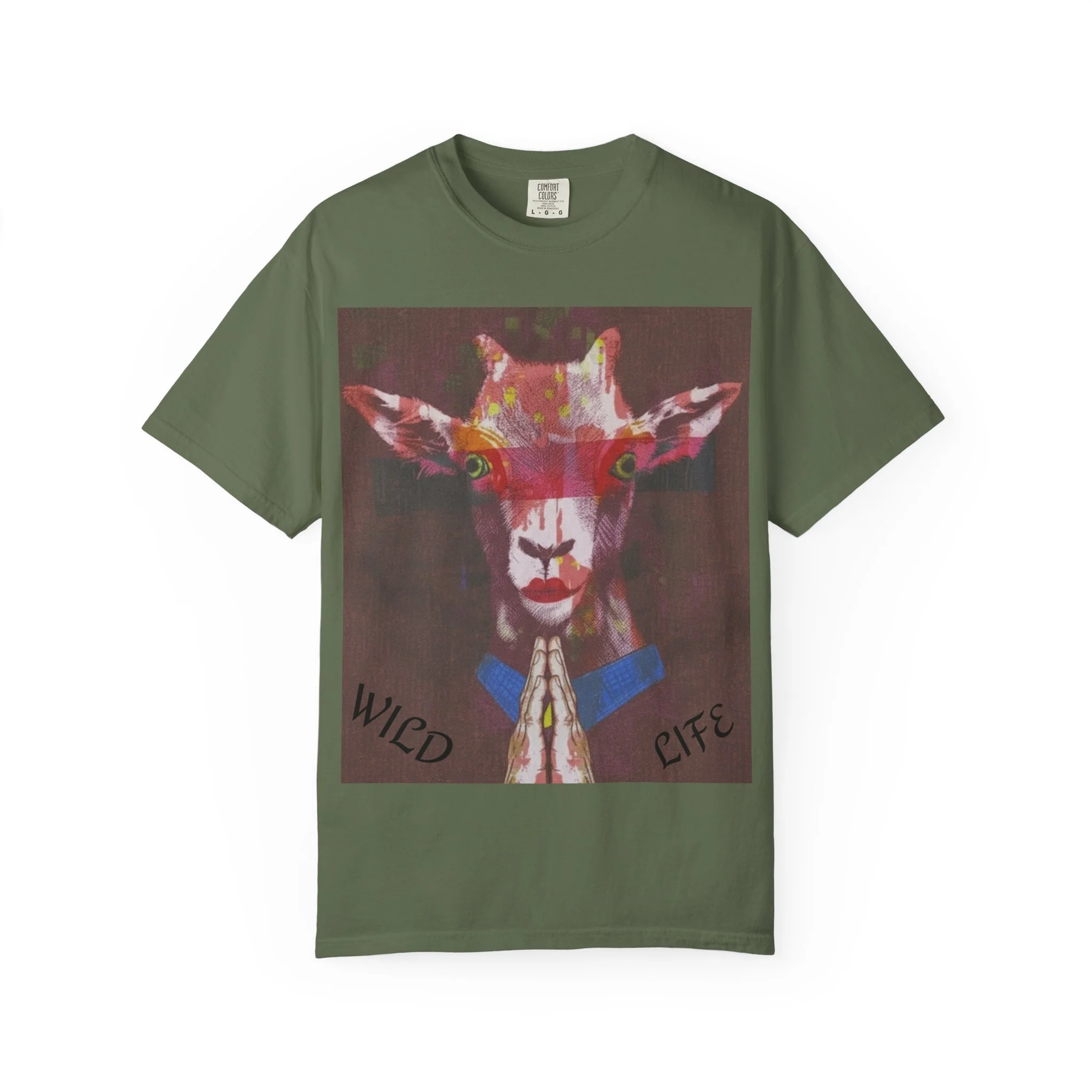 Wild Life Goat Portrait T-Shirt — Colorful Retro Primate Graphic Tee - Image 4