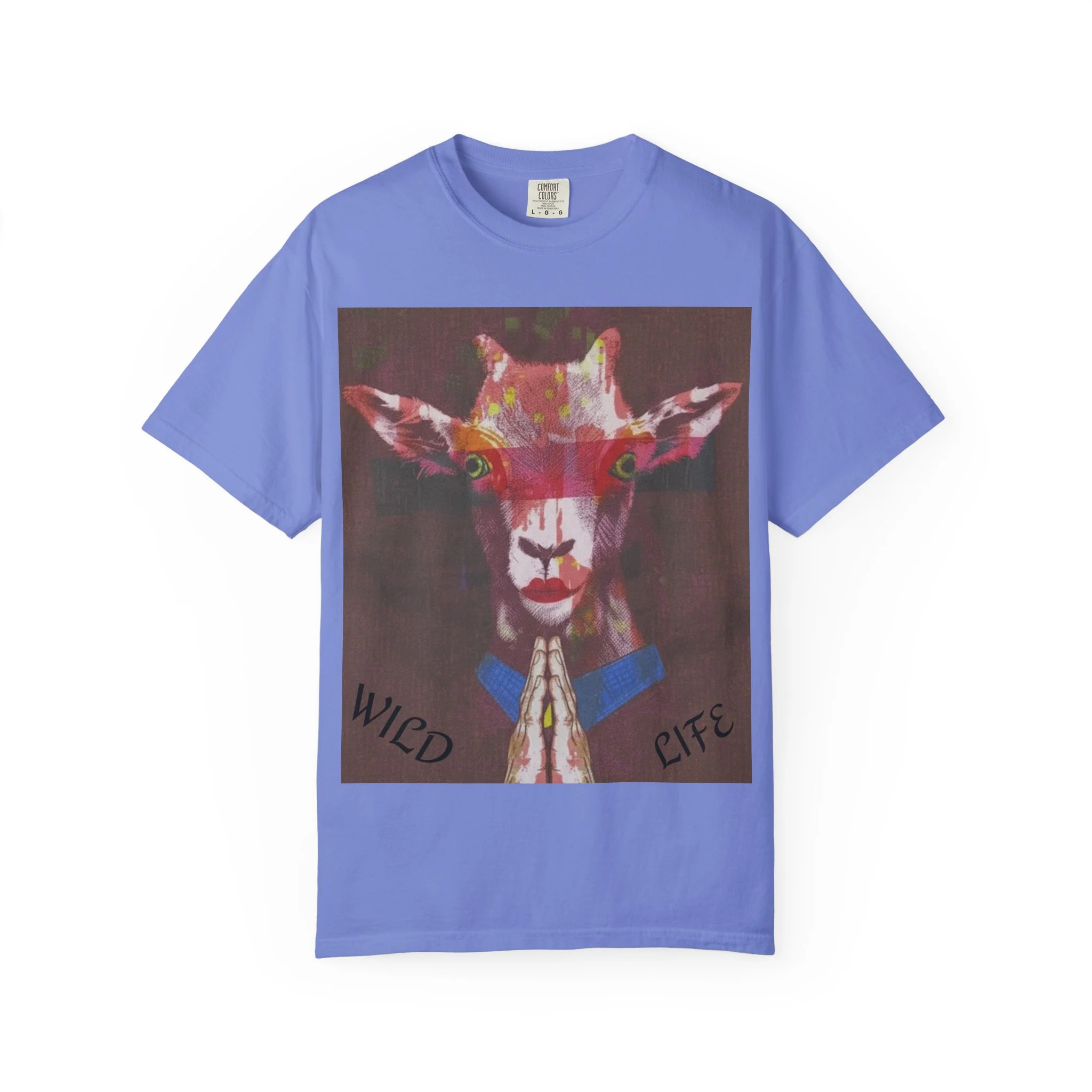 Wild Life Goat Portrait T-Shirt — Colorful Retro Primate Graphic Tee - Image 6