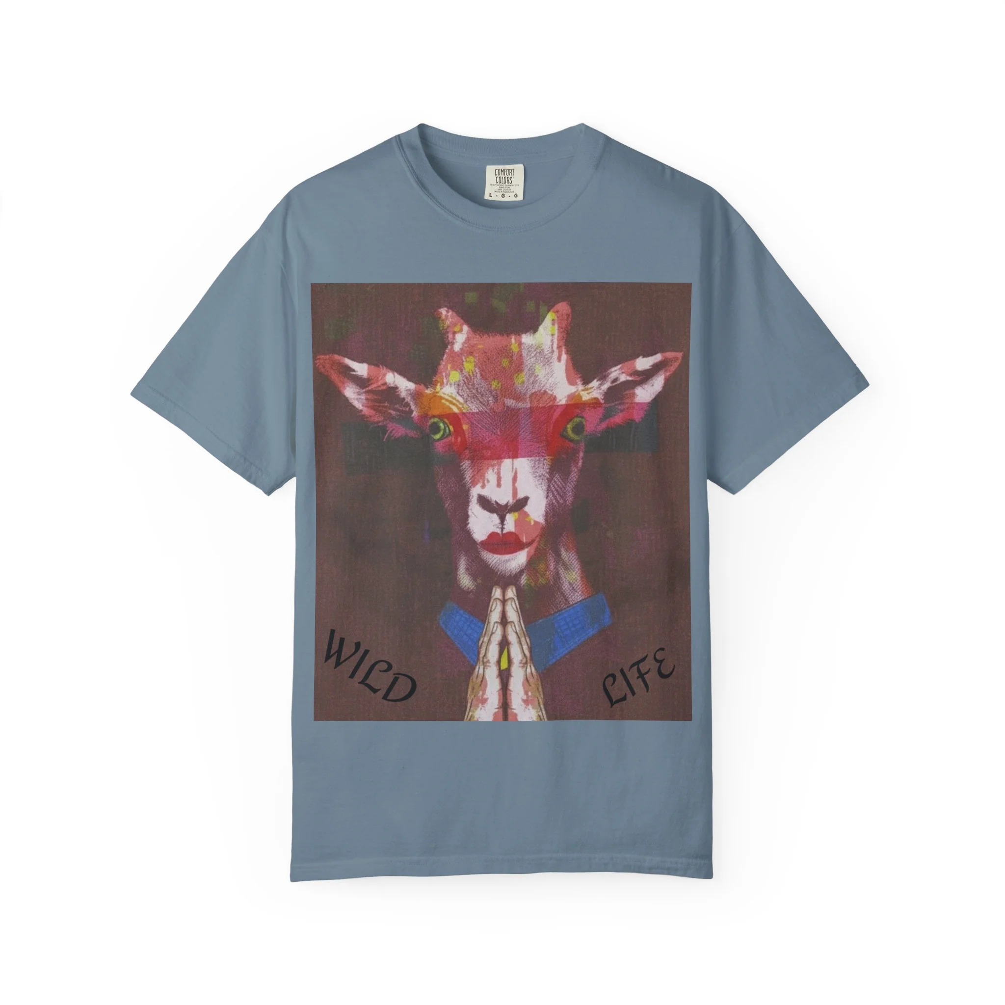 Wild Life Goat Portrait T-Shirt — Colorful Retro Primate Graphic Tee - Image 7