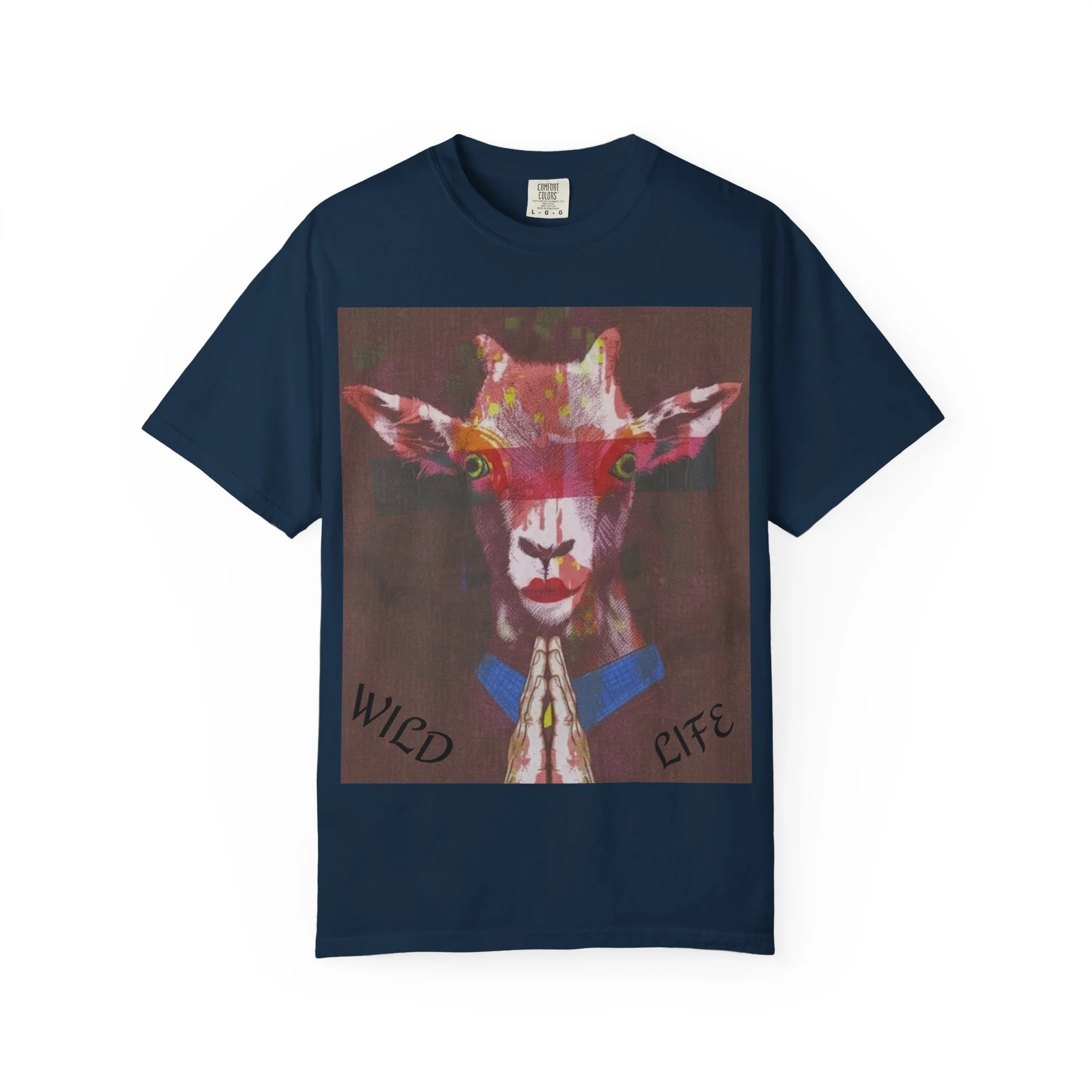 Wild Life Goat Portrait T-Shirt — Colorful Retro Primate Graphic Tee - Image 8