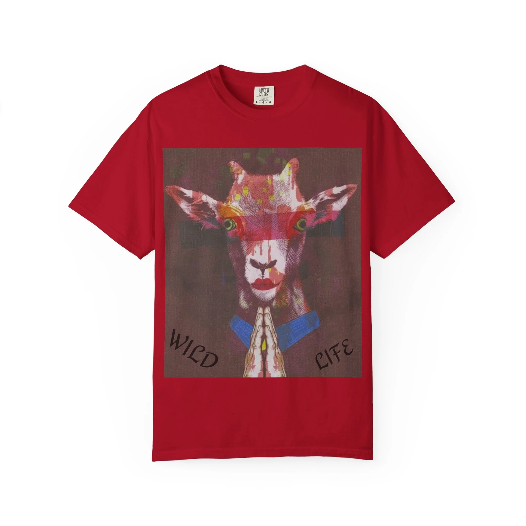 Wild Life Goat Portrait T-Shirt — Colorful Retro Primate Graphic Tee - Image 9