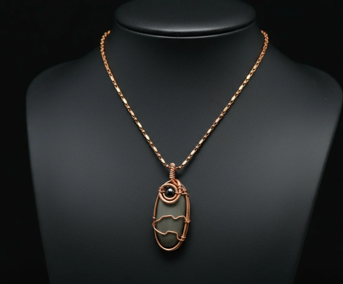 Custom iamevibez Wire Wrapped Shungite Necklace