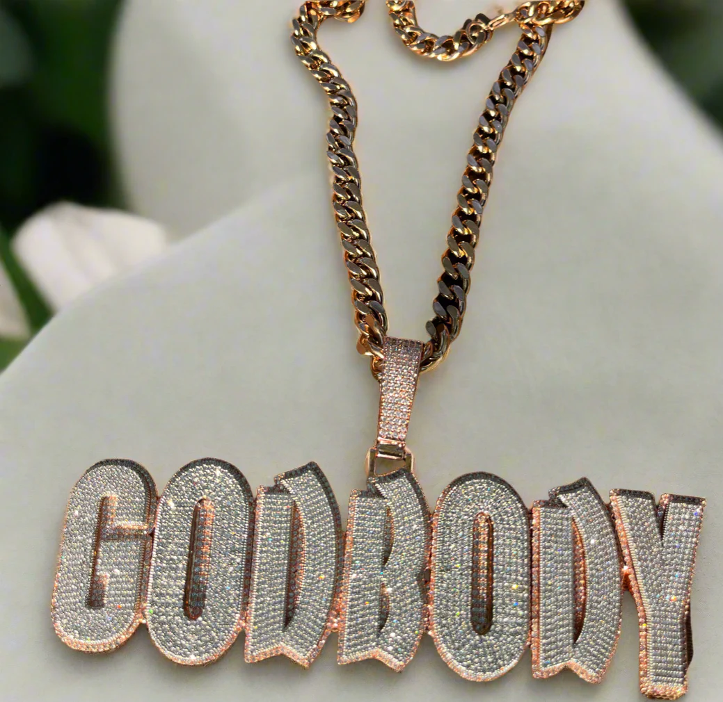 Custom Stainless Steel God Body Iced Out Necklace - Image 2