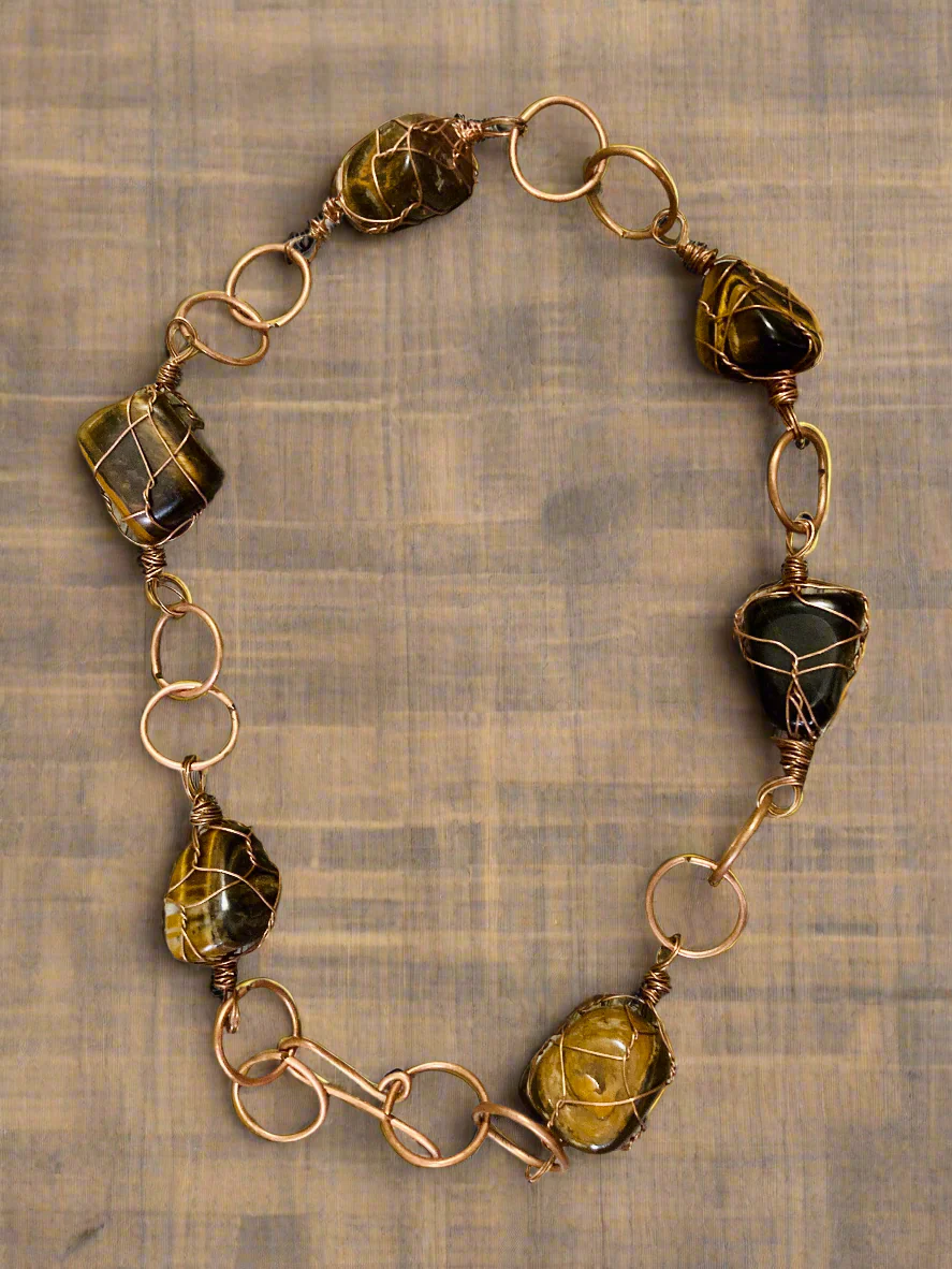 Custom Tiger's Eye Chunky Link Neck Jewelry - Image 3