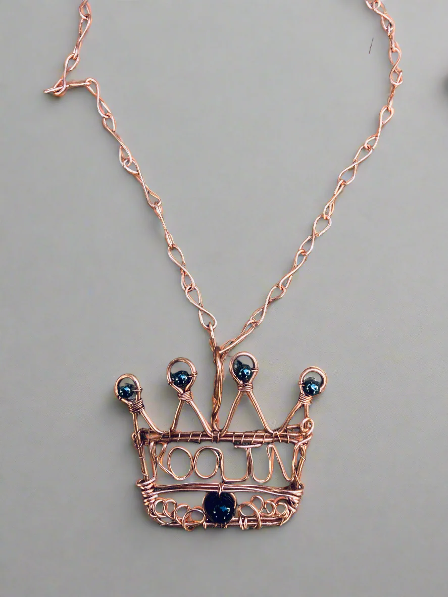 Custom Wire Wrapped Crown/Name Necklace