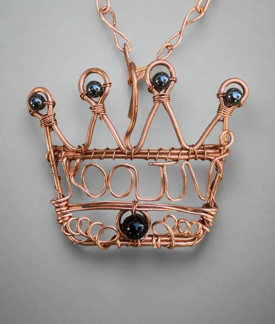 Custom Wire Wrapped Crown/Name Necklace - Image 2