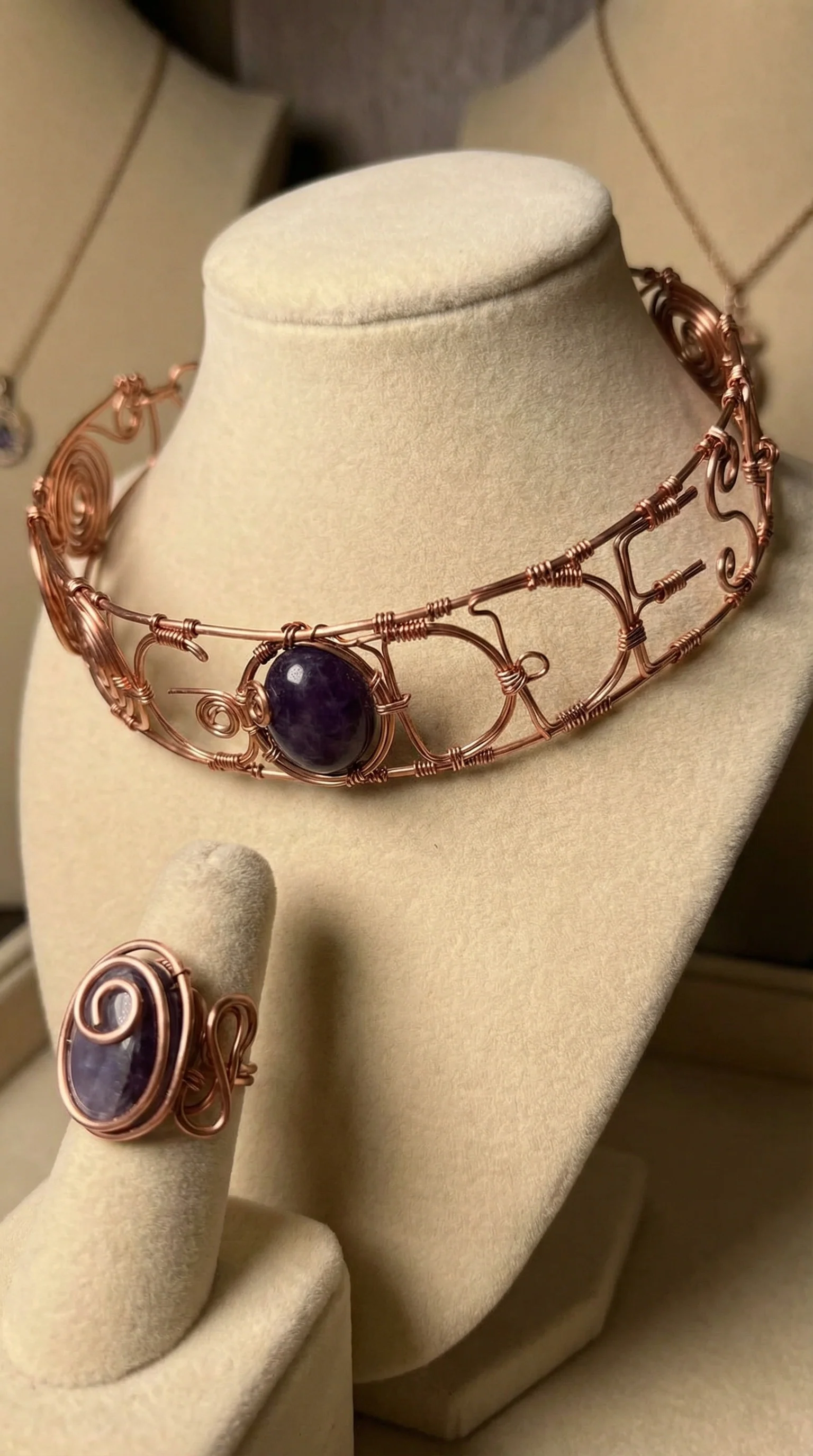 Custom Wire Wrapped Goddess Choker W/Stone - Image 2