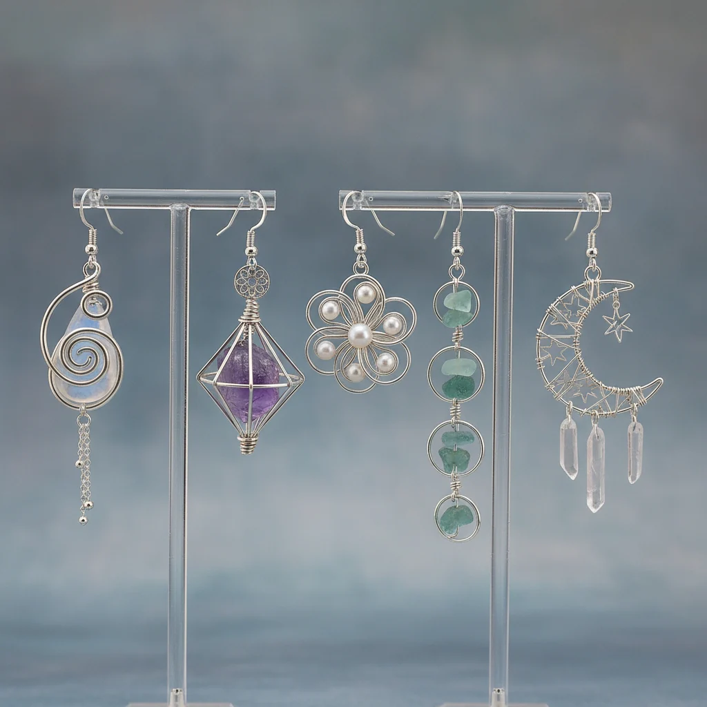 Custom wire wrapped non-tarnishing silver earrings