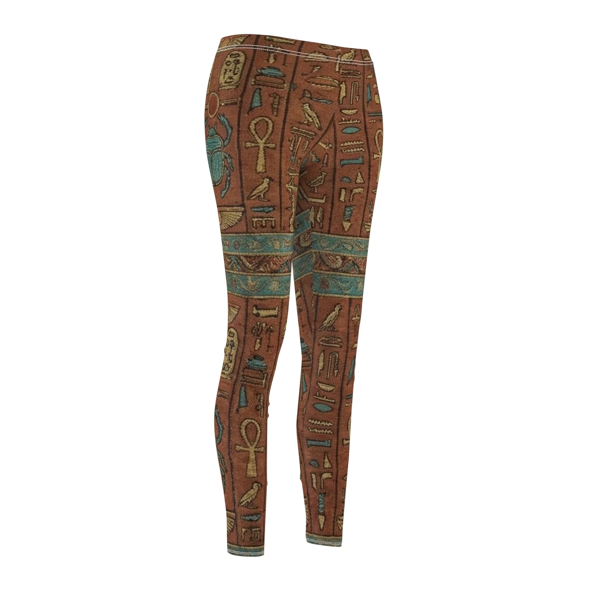 Egyptian Hieroglyphics Print Leggings — Ancient Scarab & Ankh Pattern - Image 3