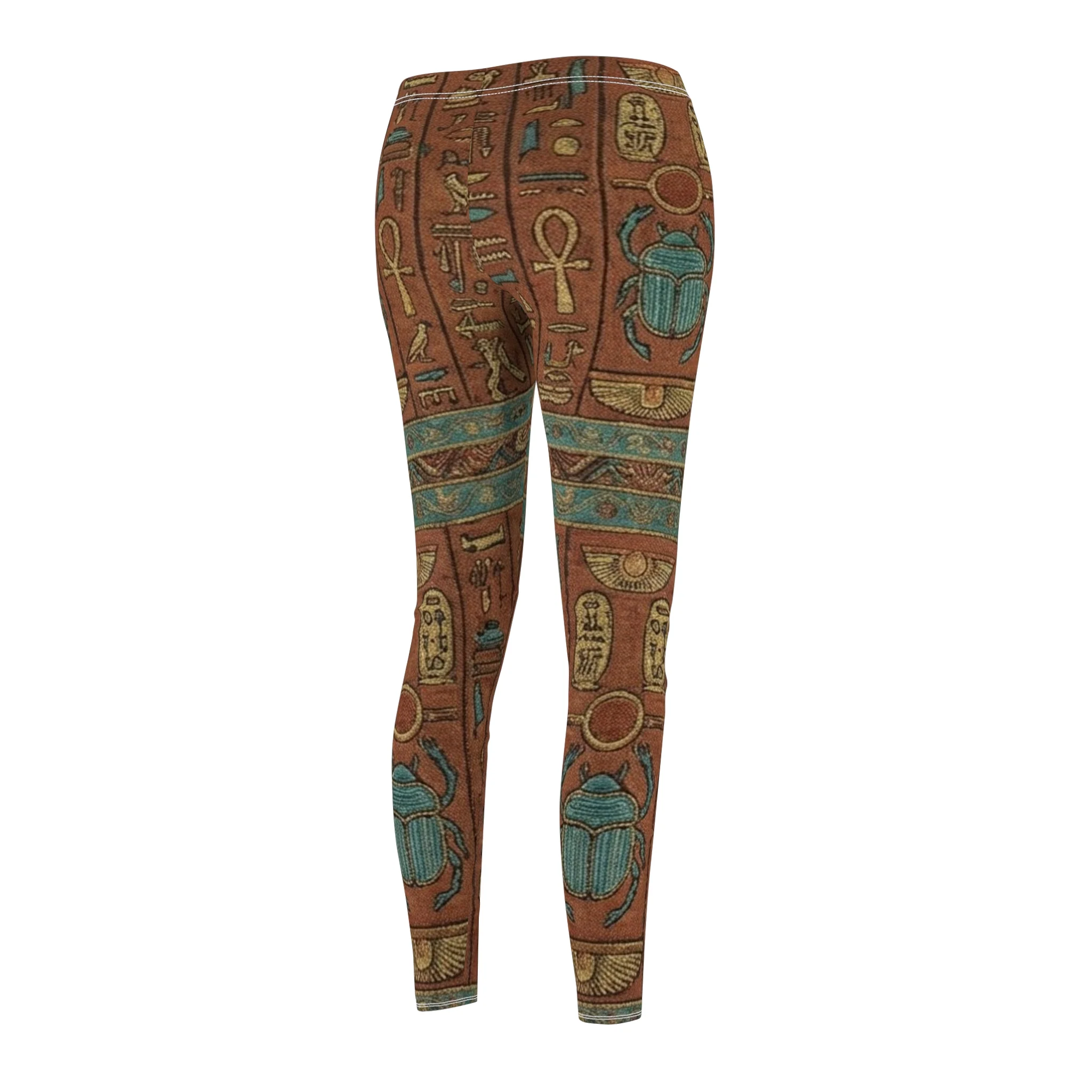 Egyptian Hieroglyphics Print Leggings — Ancient Scarab & Ankh Pattern - Image 4