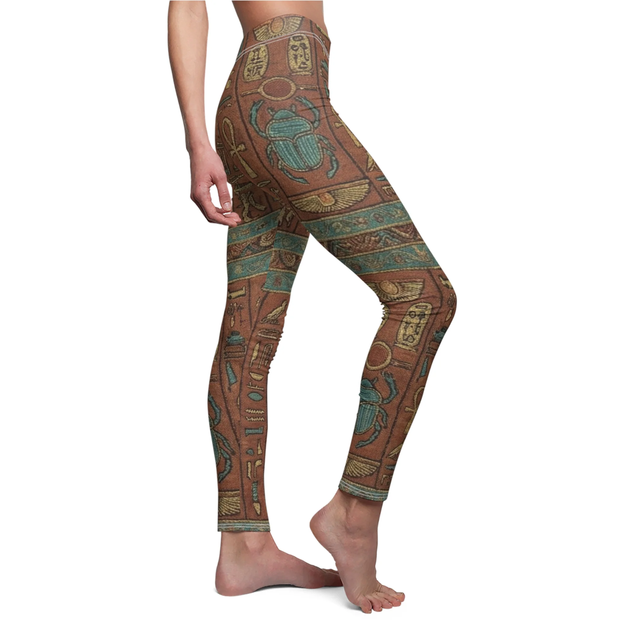 Egyptian Hieroglyphics Print Leggings — Ancient Scarab & Ankh Pattern - Image 5