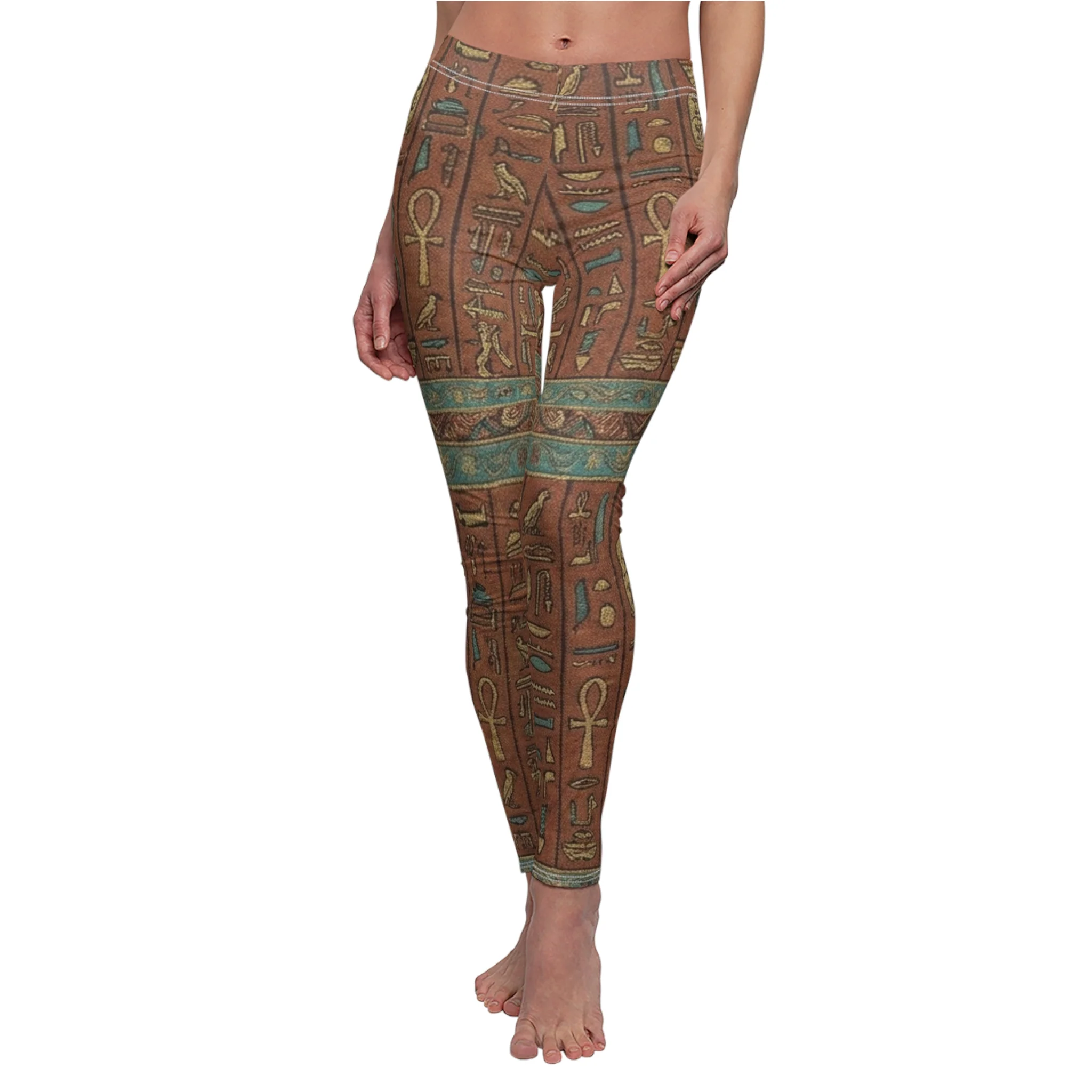 Egyptian Hieroglyphics Print Leggings — Ancient Scarab & Ankh Pattern - Image 6