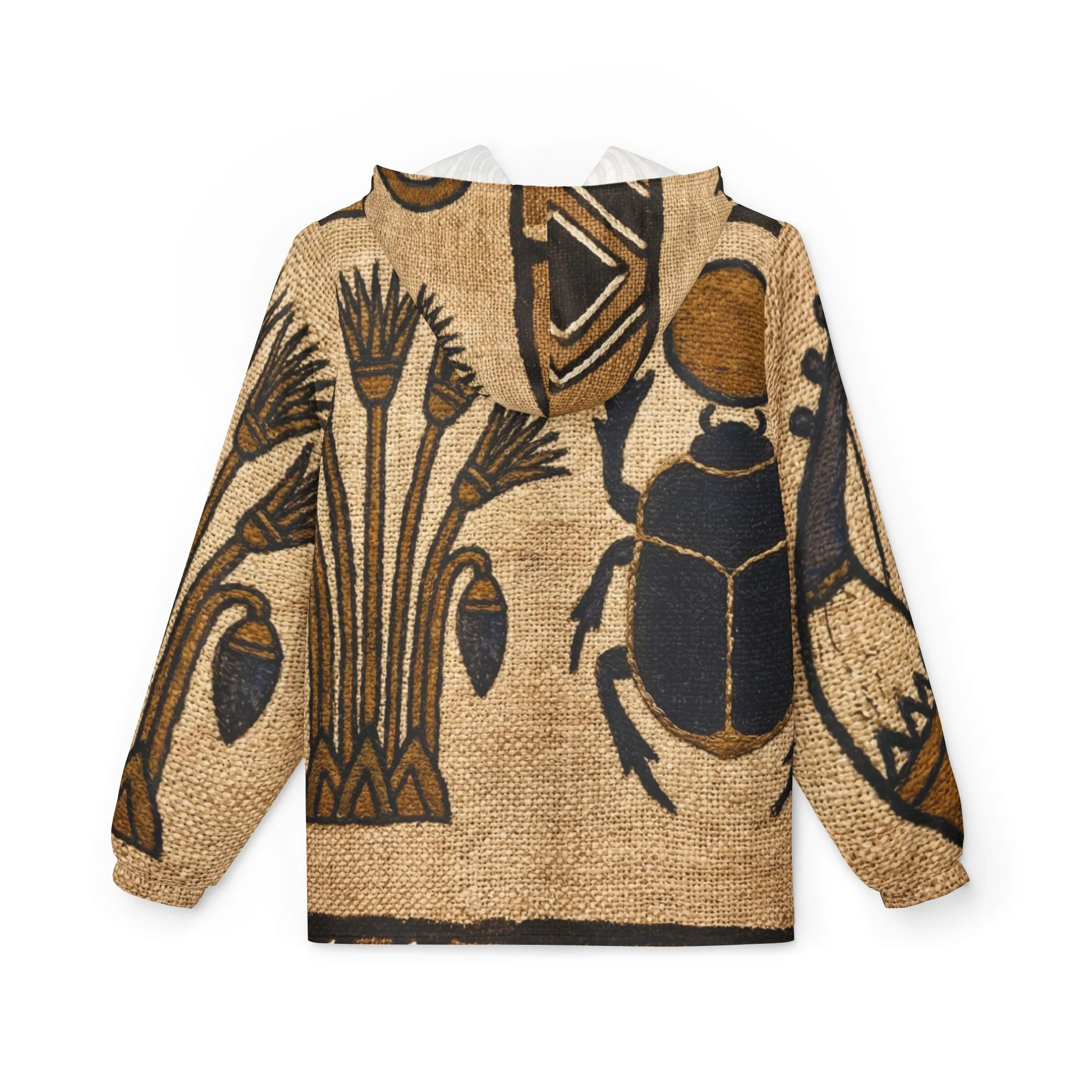 Egyptian Patchwork Windbreaker Jacket — Abstract Quilted Collage AOP