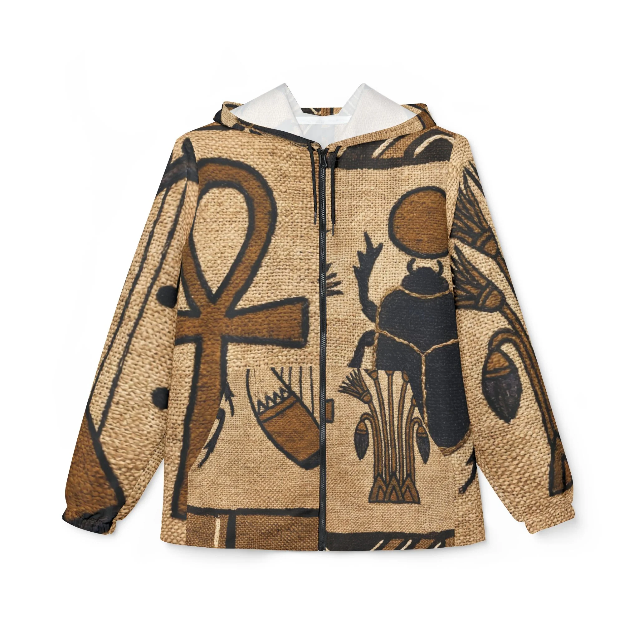 Egyptian Patchwork Windbreaker Jacket — Abstract Quilted Collage AOP - Image 2