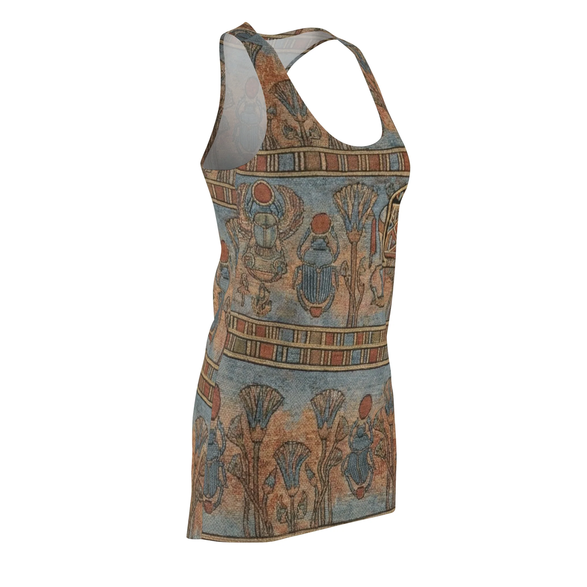 Egyptian Scarab Racerback Dress — Ancient Floral Motif AOP - Image 2