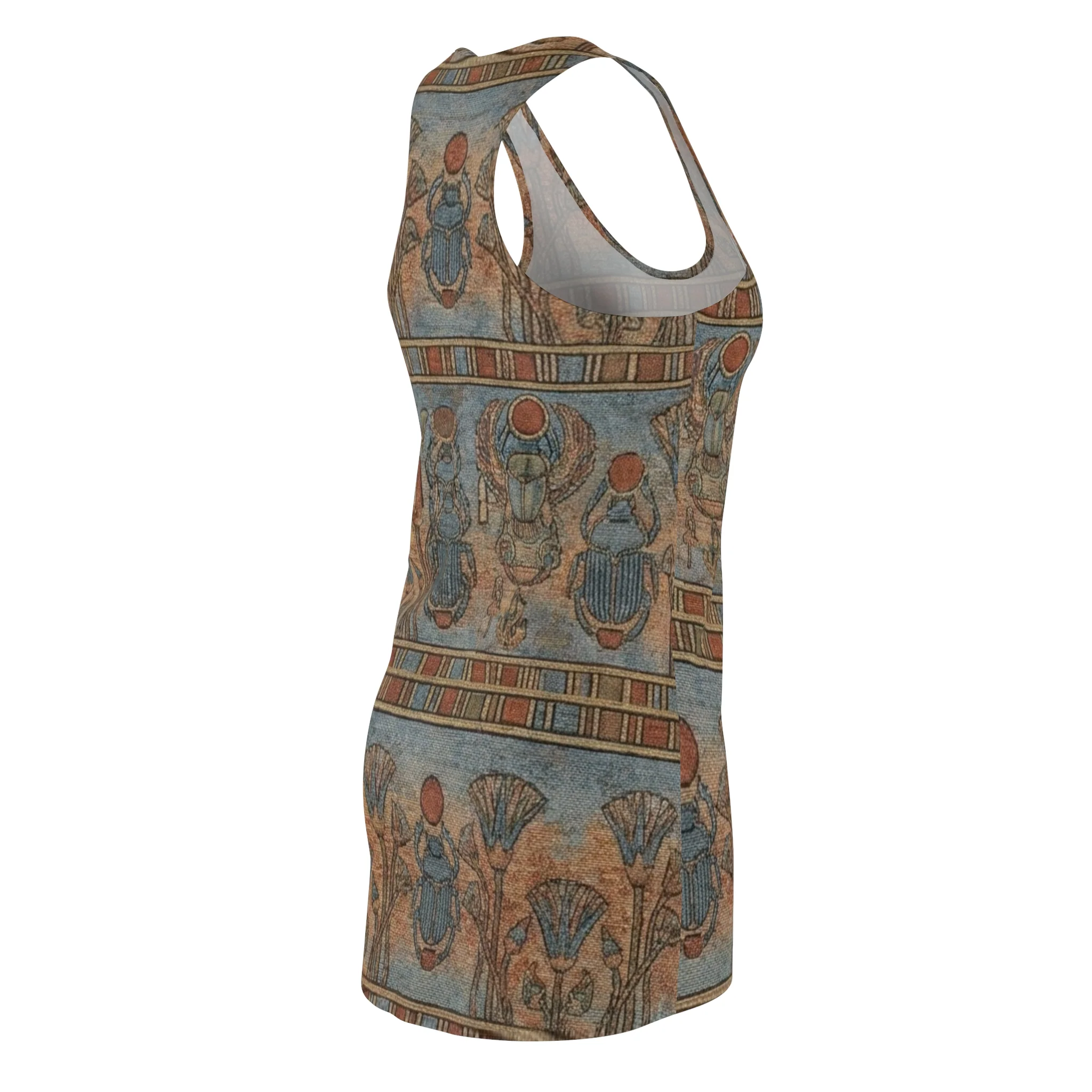 Egyptian Scarab Racerback Dress — Ancient Floral Motif AOP - Image 3