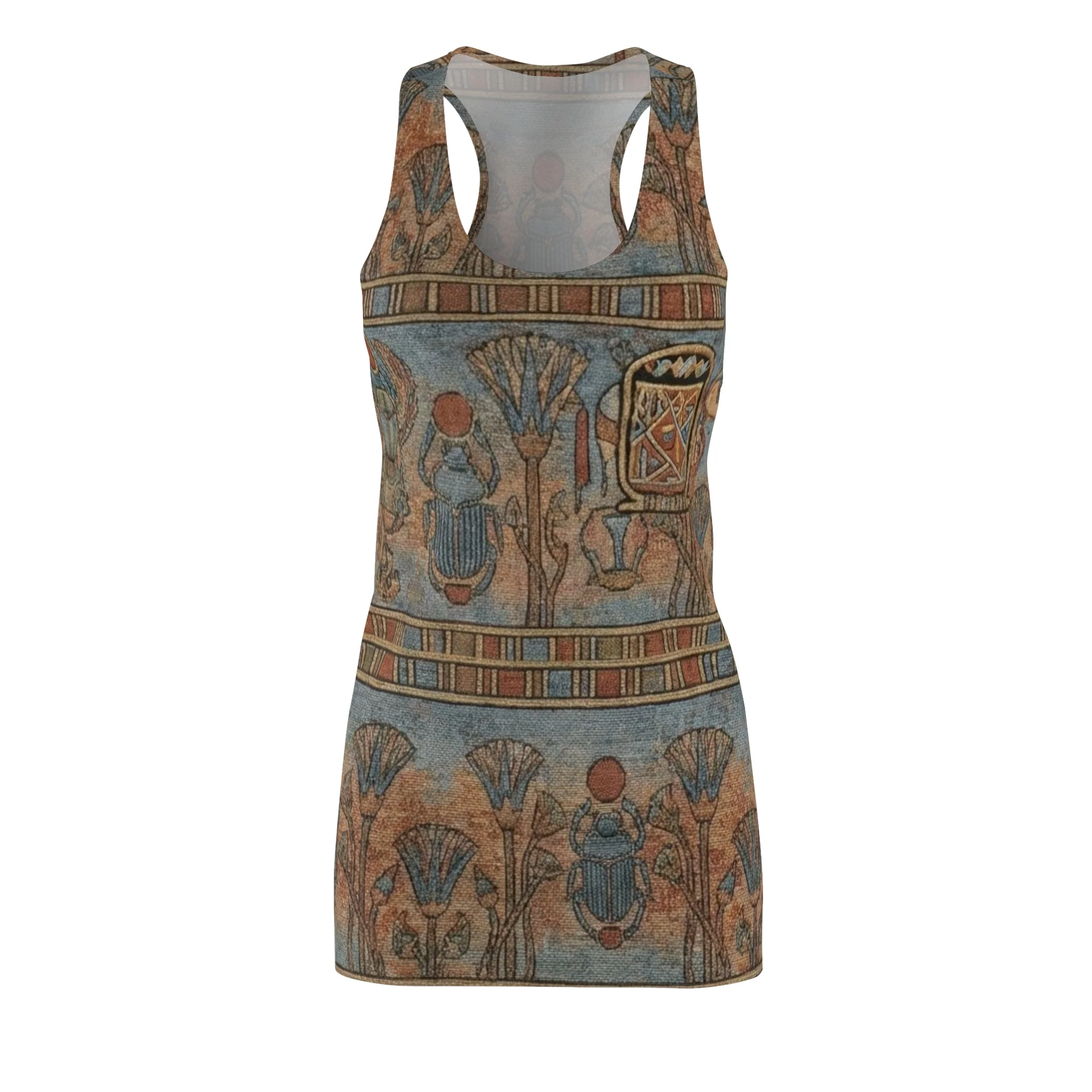 Egyptian Scarab Racerback Dress — Ancient Floral Motif AOP - Image 4