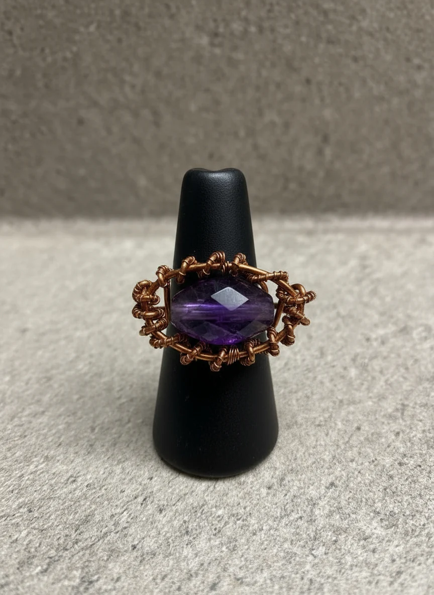 Custom copper wire wrapped eye ring design # 1 - Image 2